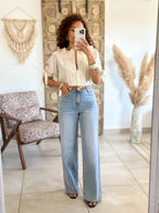 Blouse Marta - Col volanté beige