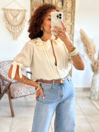 Blouse Marta - Col volanté beige