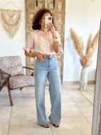 Blouse Marta - Col volanté rose