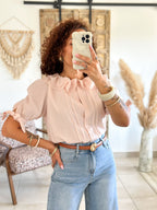 Blouse Marta - Col volanté rose