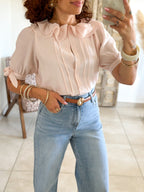 Blouse Marta - Col volanté rose