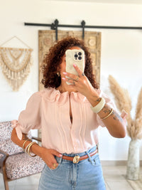 Blouse Marta - Col volanté rose