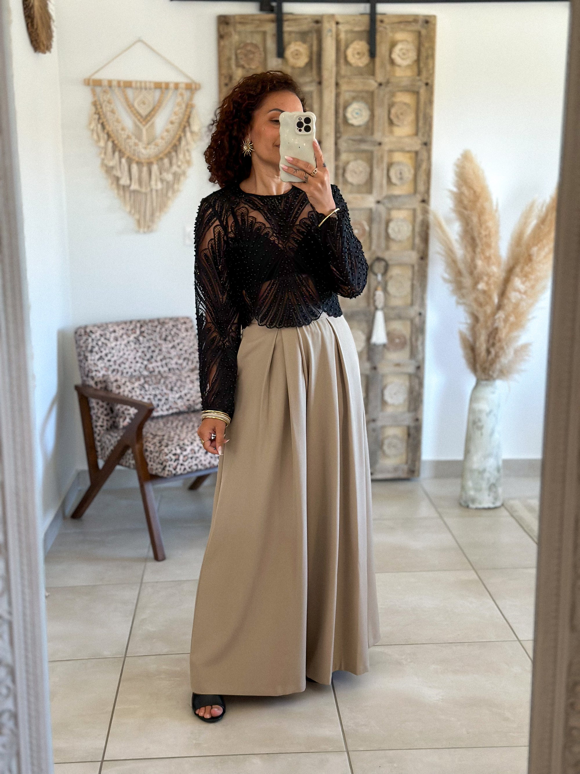 Blouse Taylor - Noir à perles