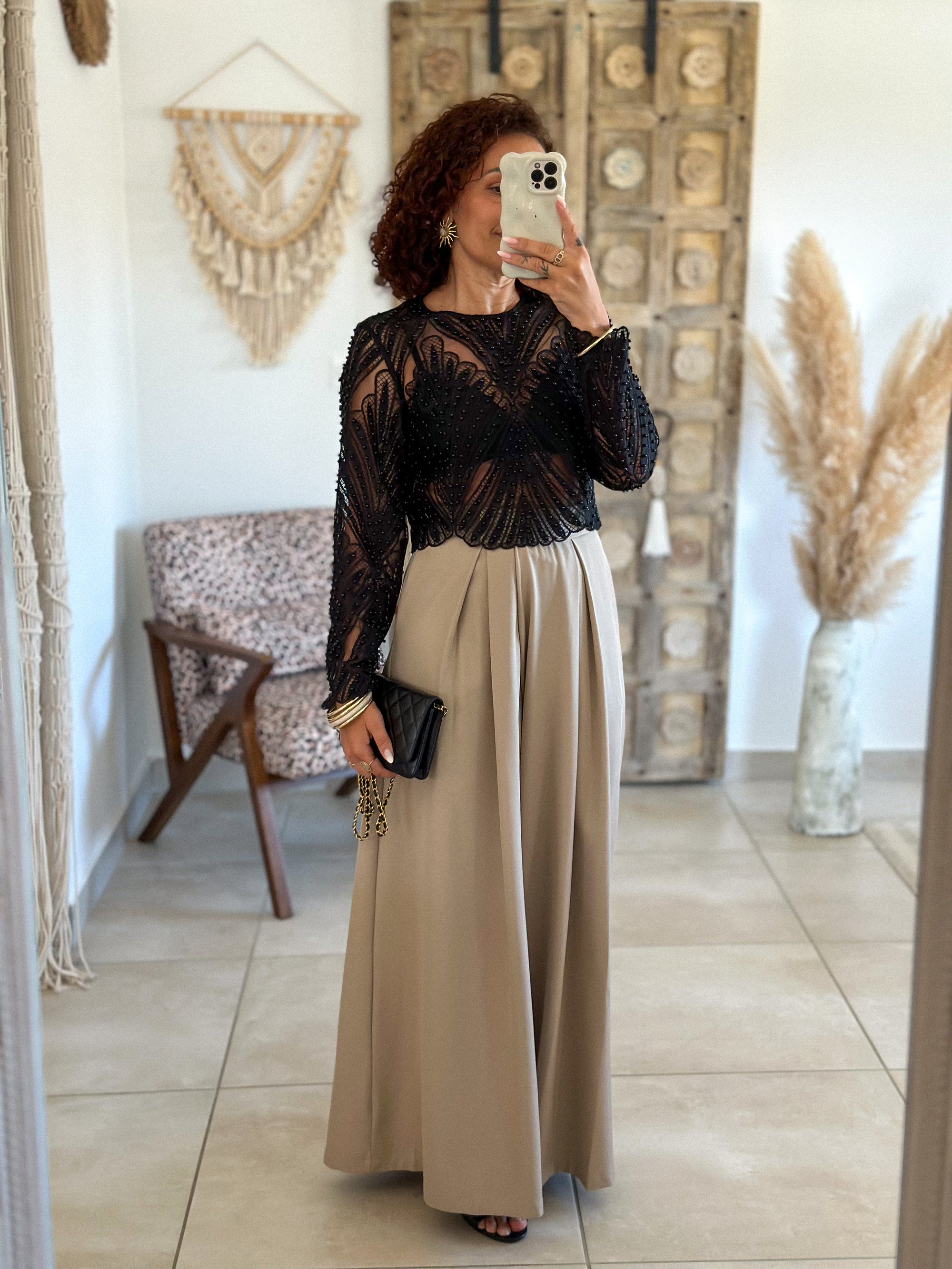 Blouse Taylor - Noir à perles