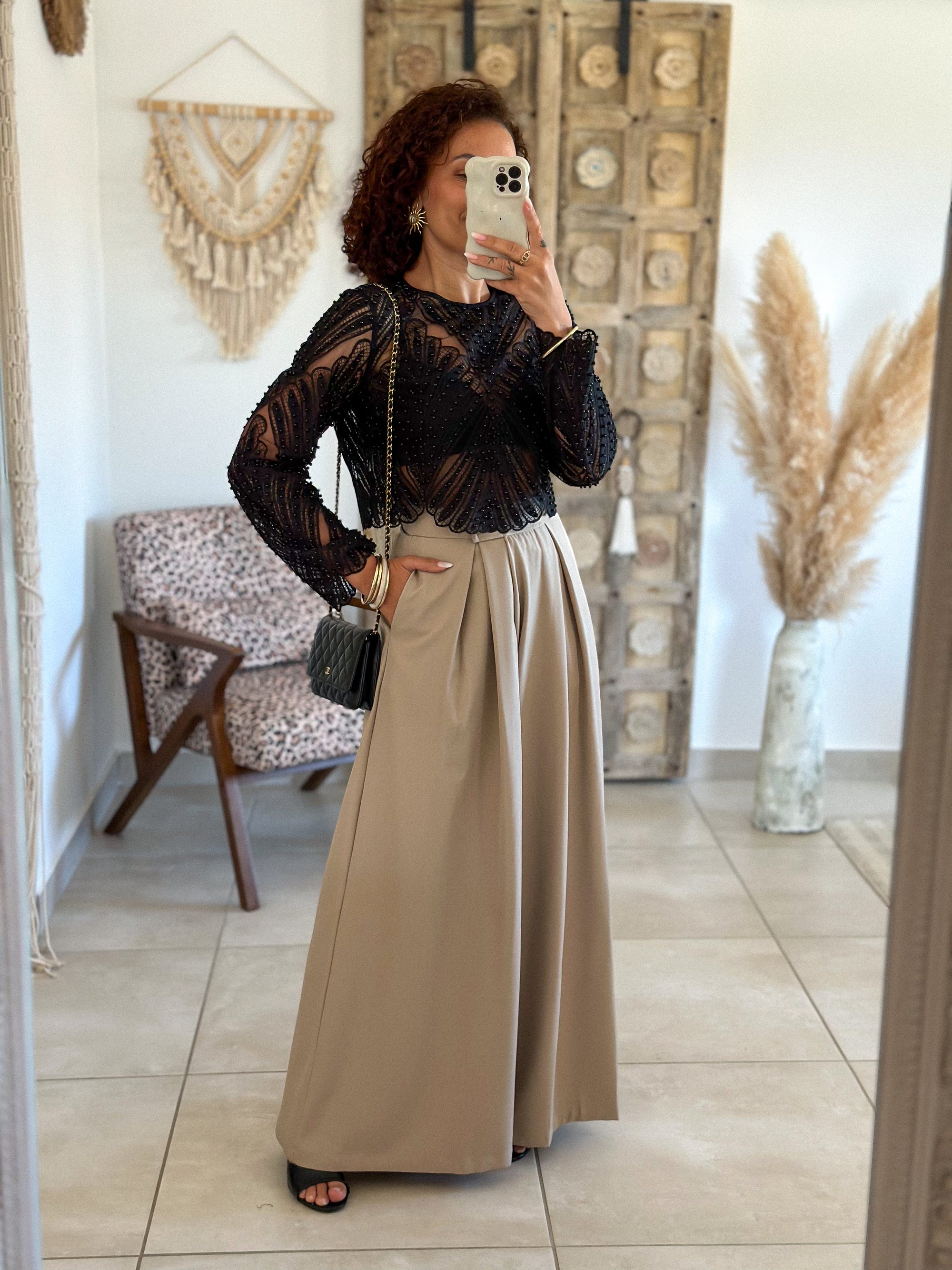 Blouse Taylor - Noir à perles