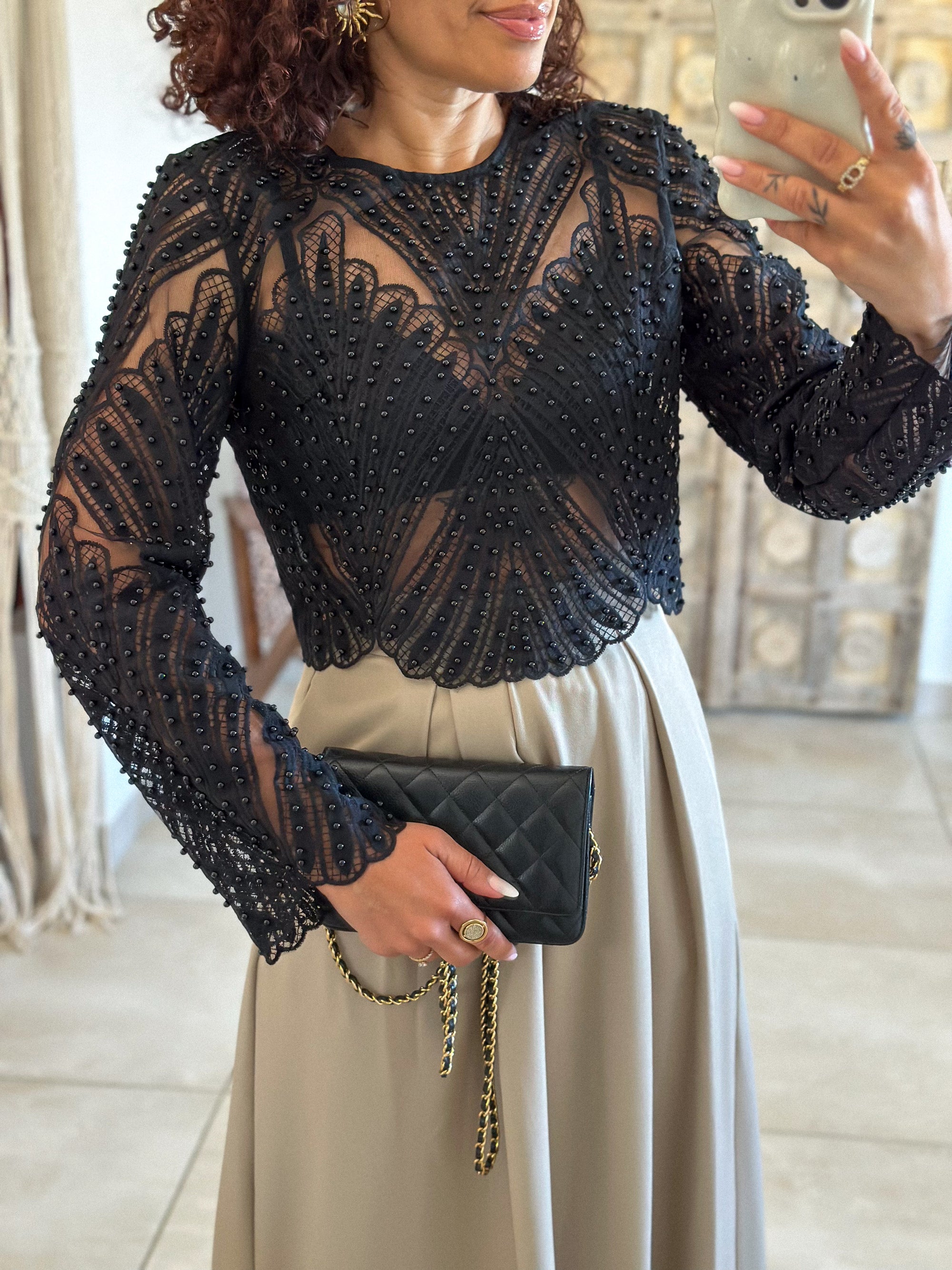 Blouse Taylor - Noir à perles