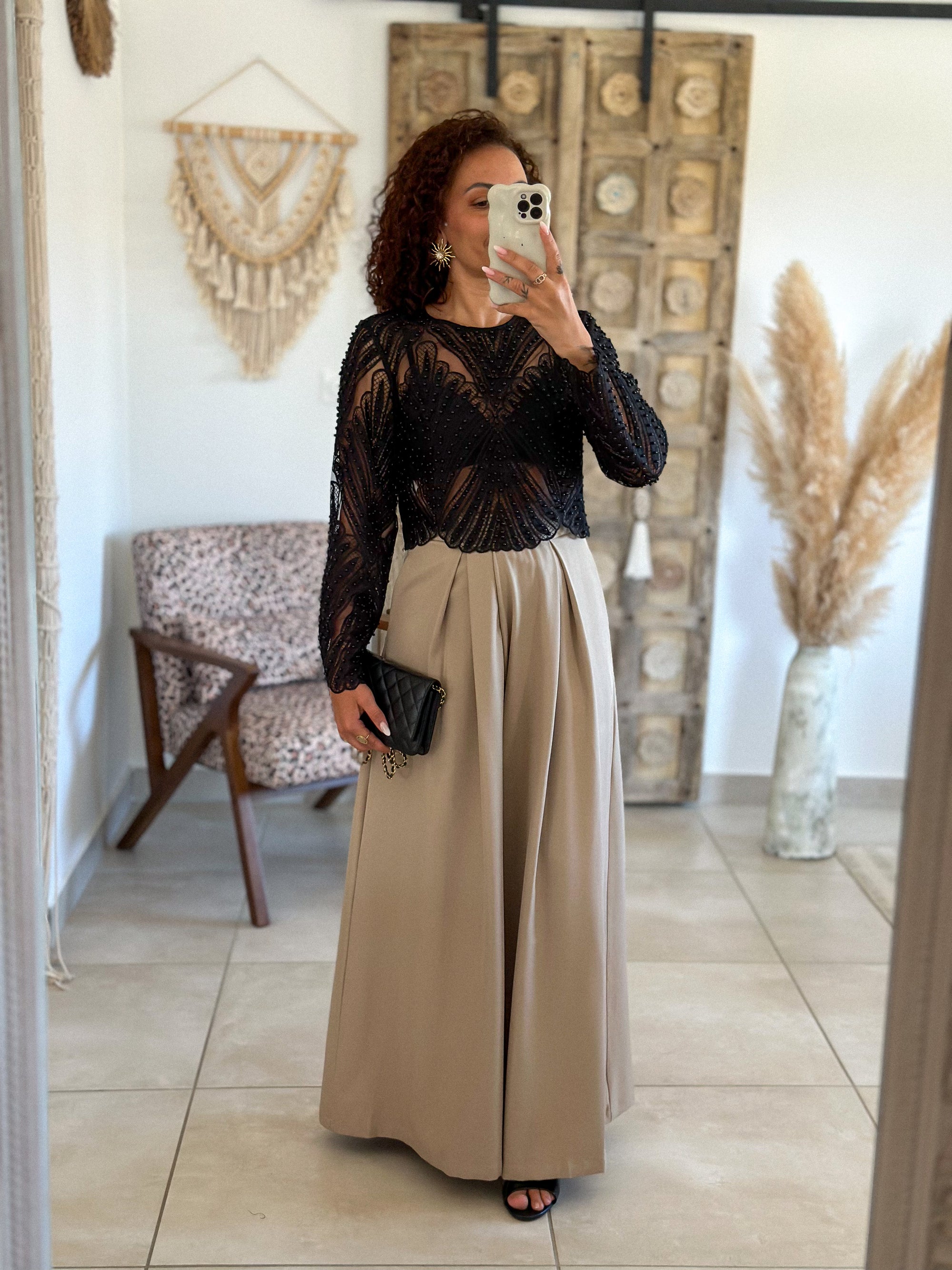 Blouse Taylor - Noir à perles