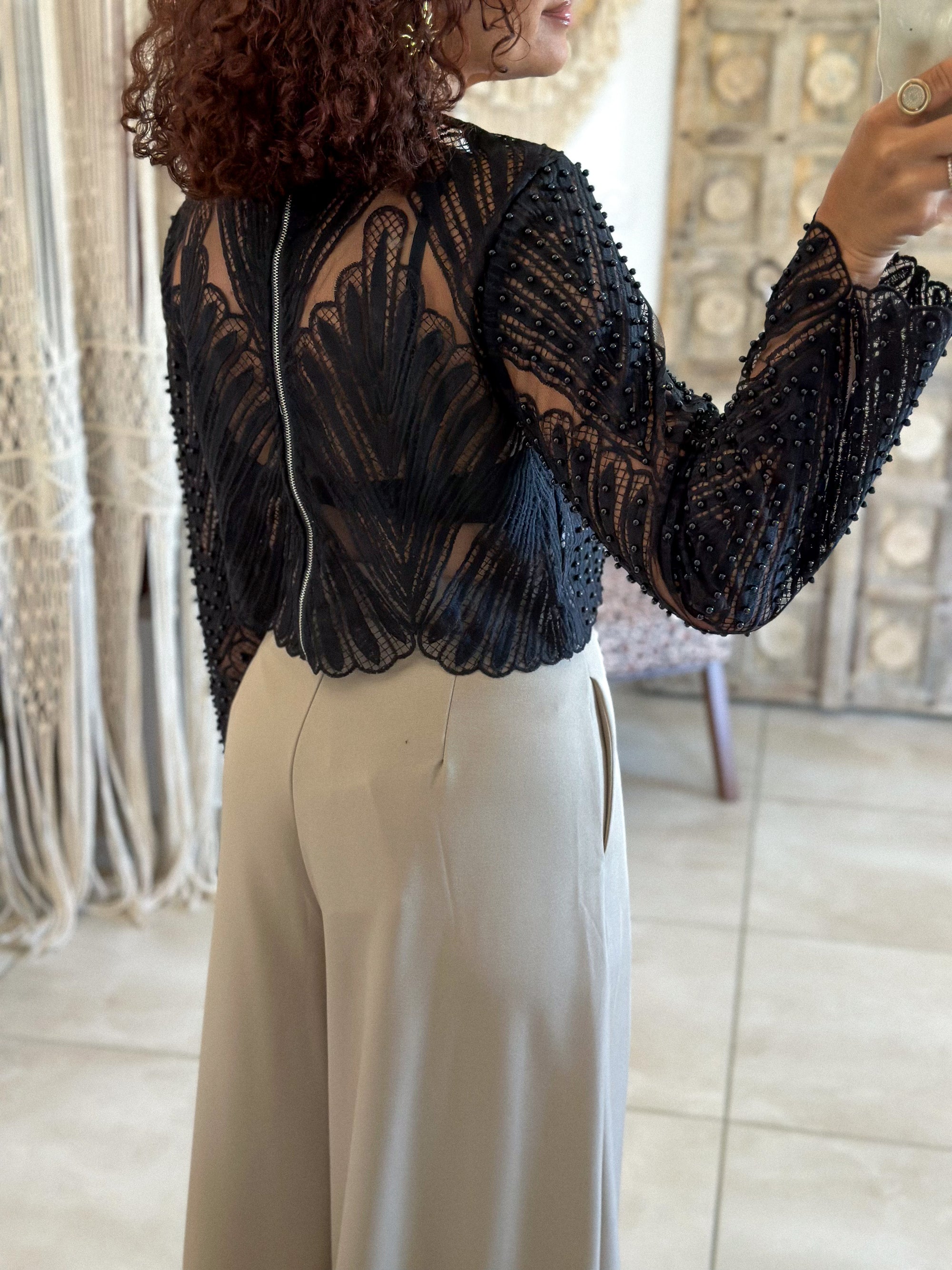 Blouse Taylor - Noir à perles
