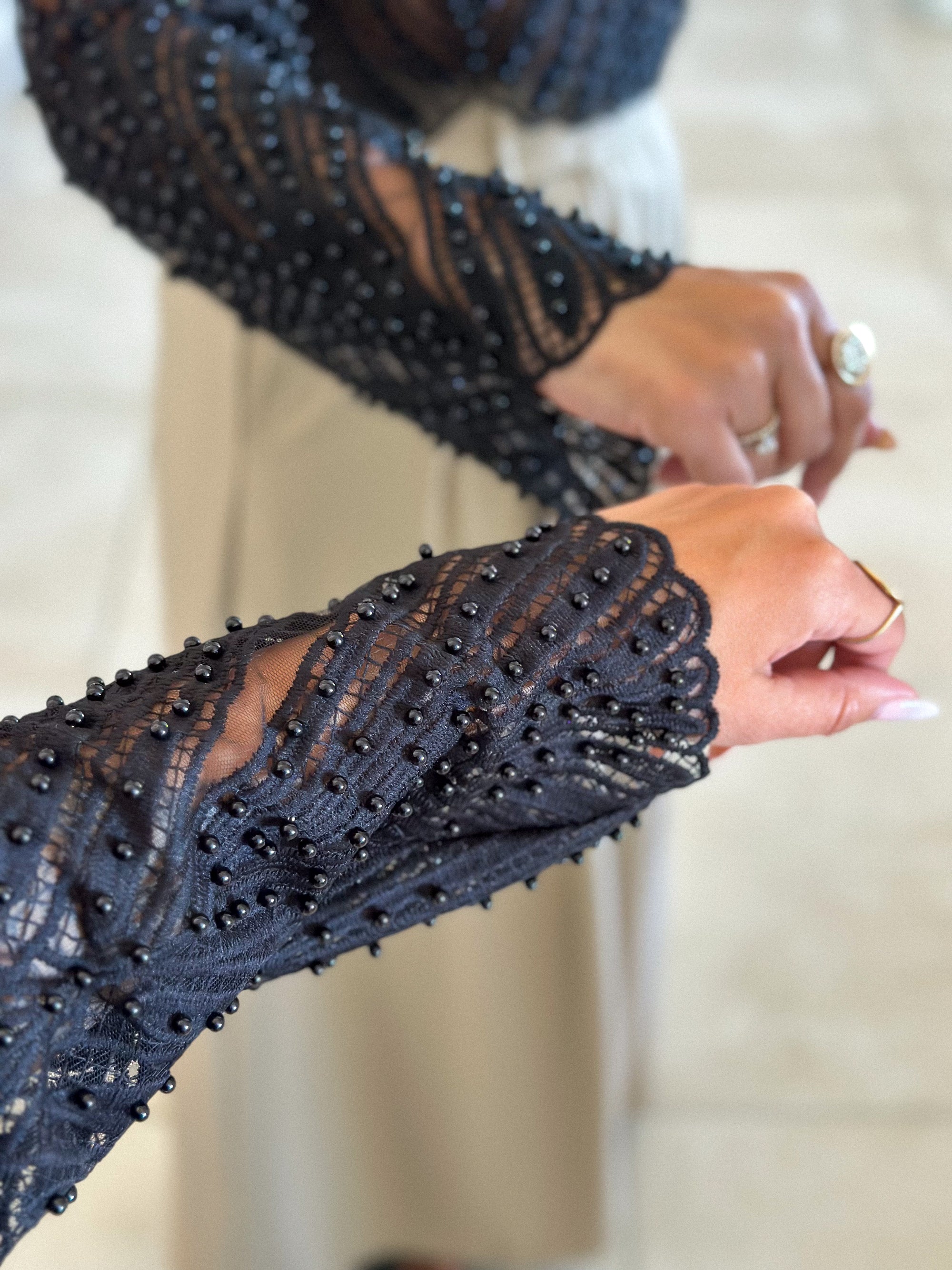 Blouse Taylor - Noir à perles