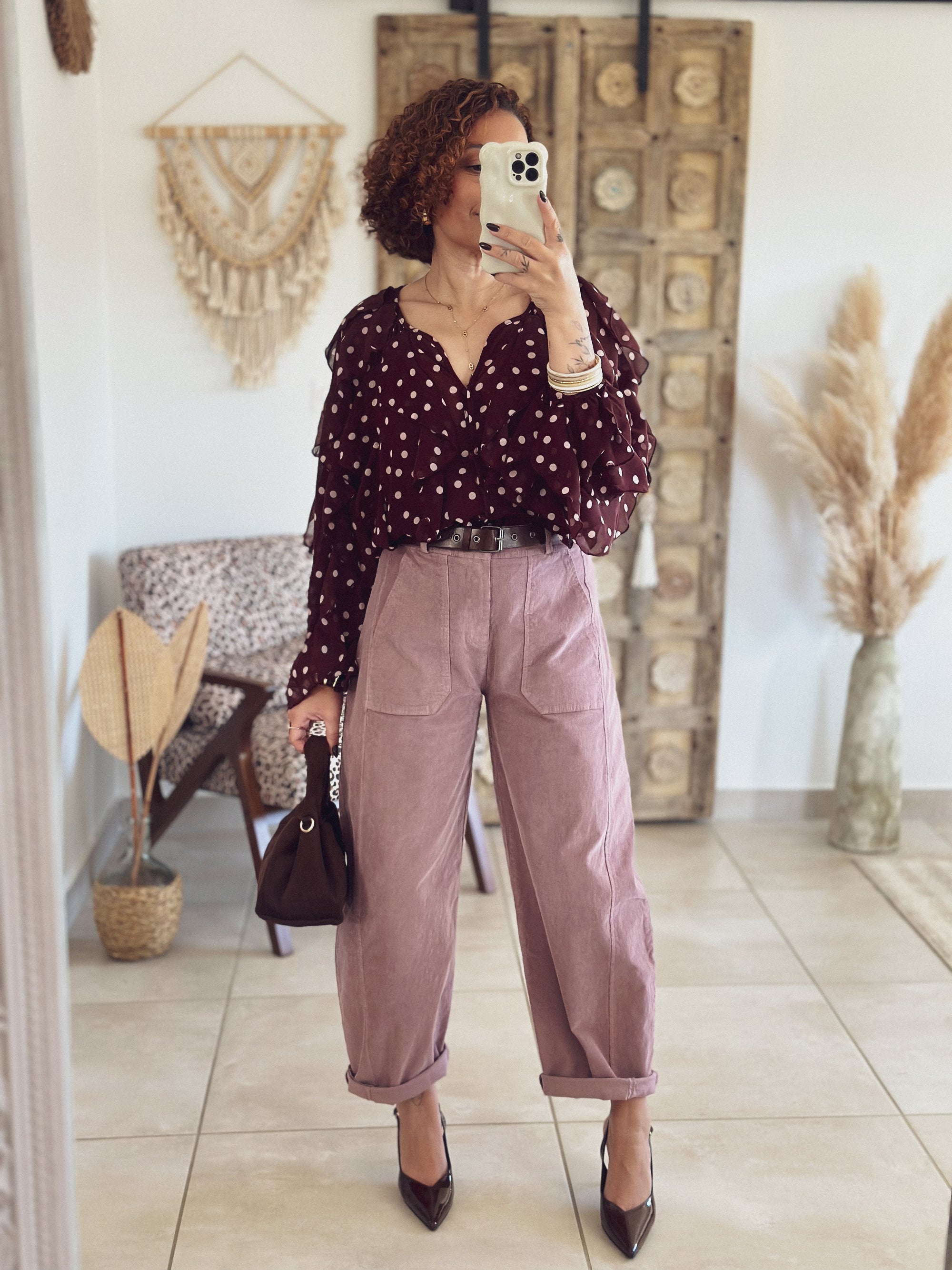 Blouse Romy – Pois Bordeaux