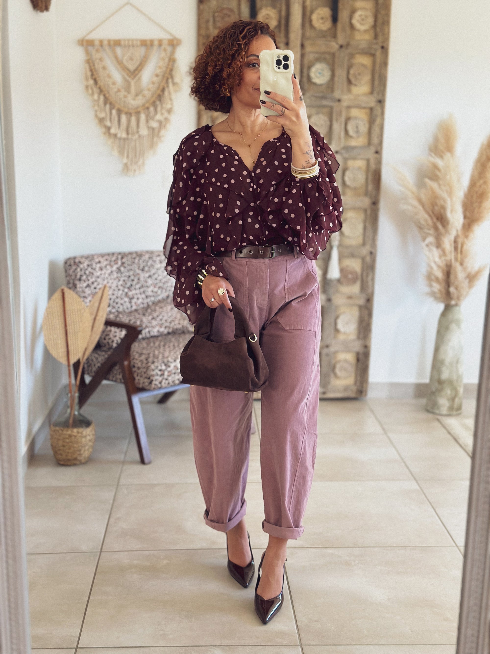 Blouse Romy – Pois Bordeaux