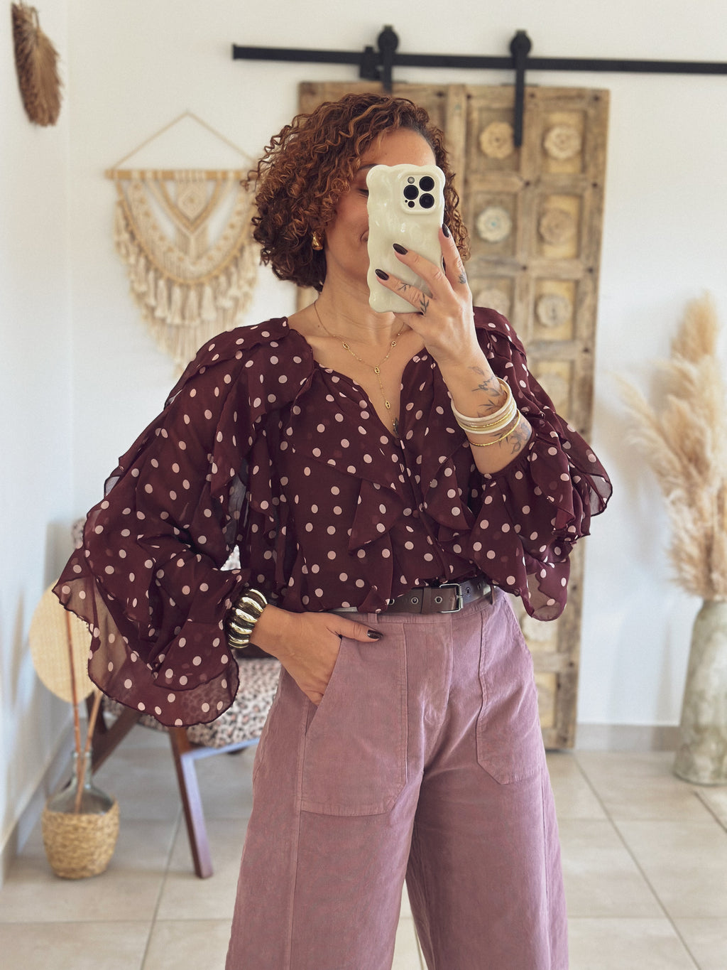 Blouse Romy – Pois Bordeaux