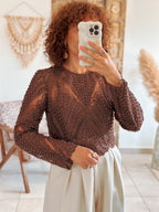 Blouse Taylor - Marron à perles