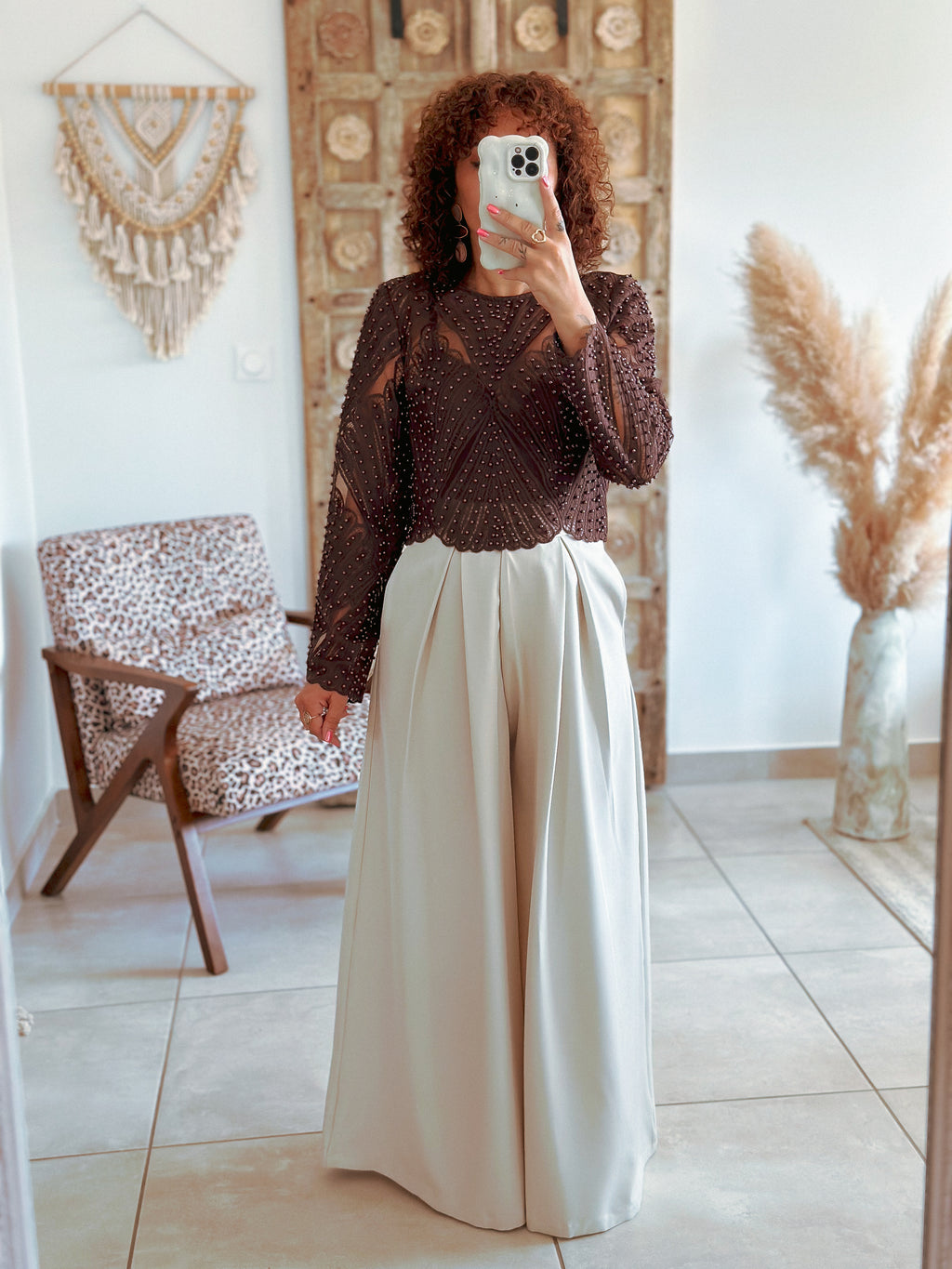 Blouse Taylor - Marron à perles