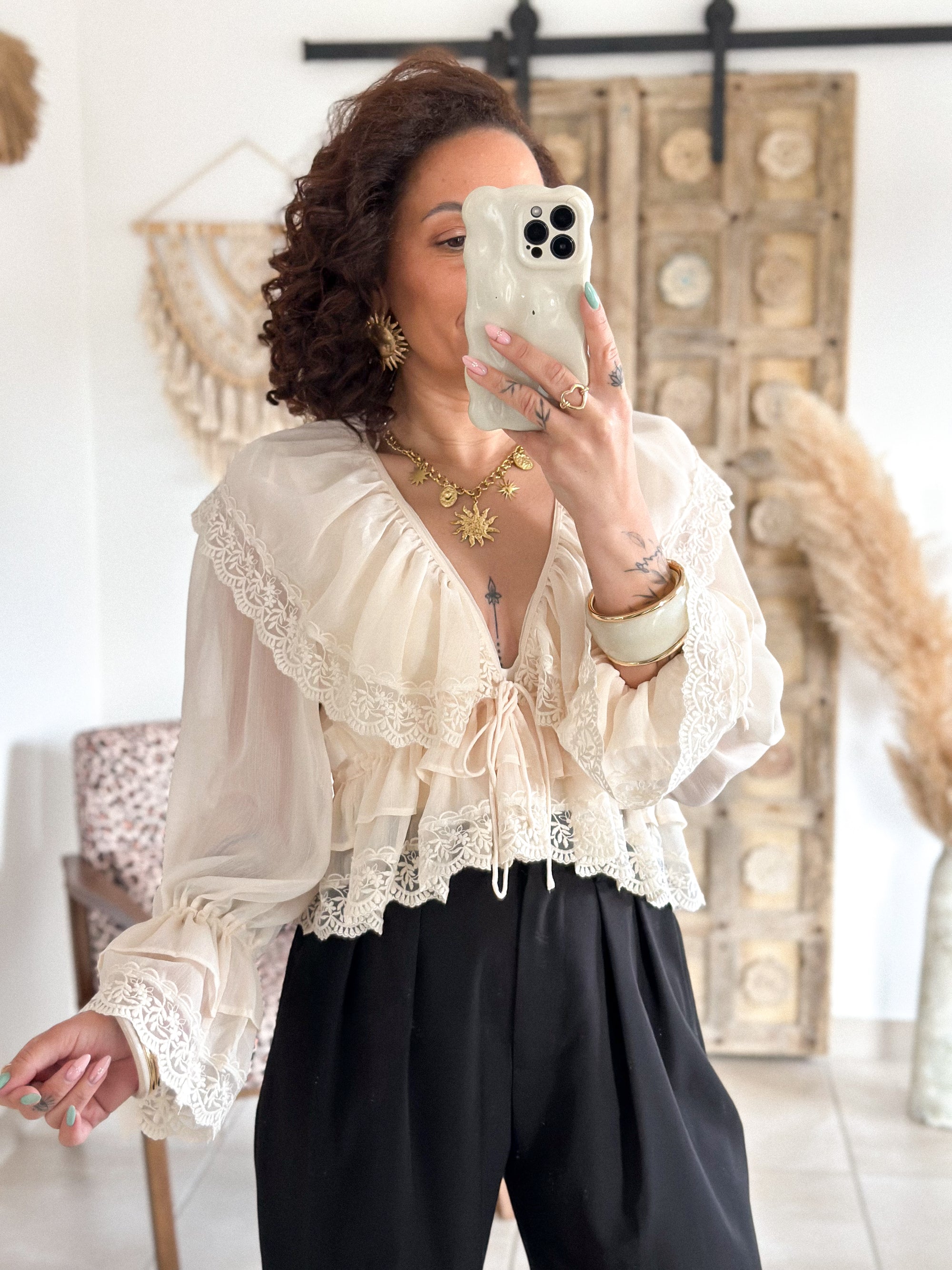 Blouse Francesca - Dentelle beige