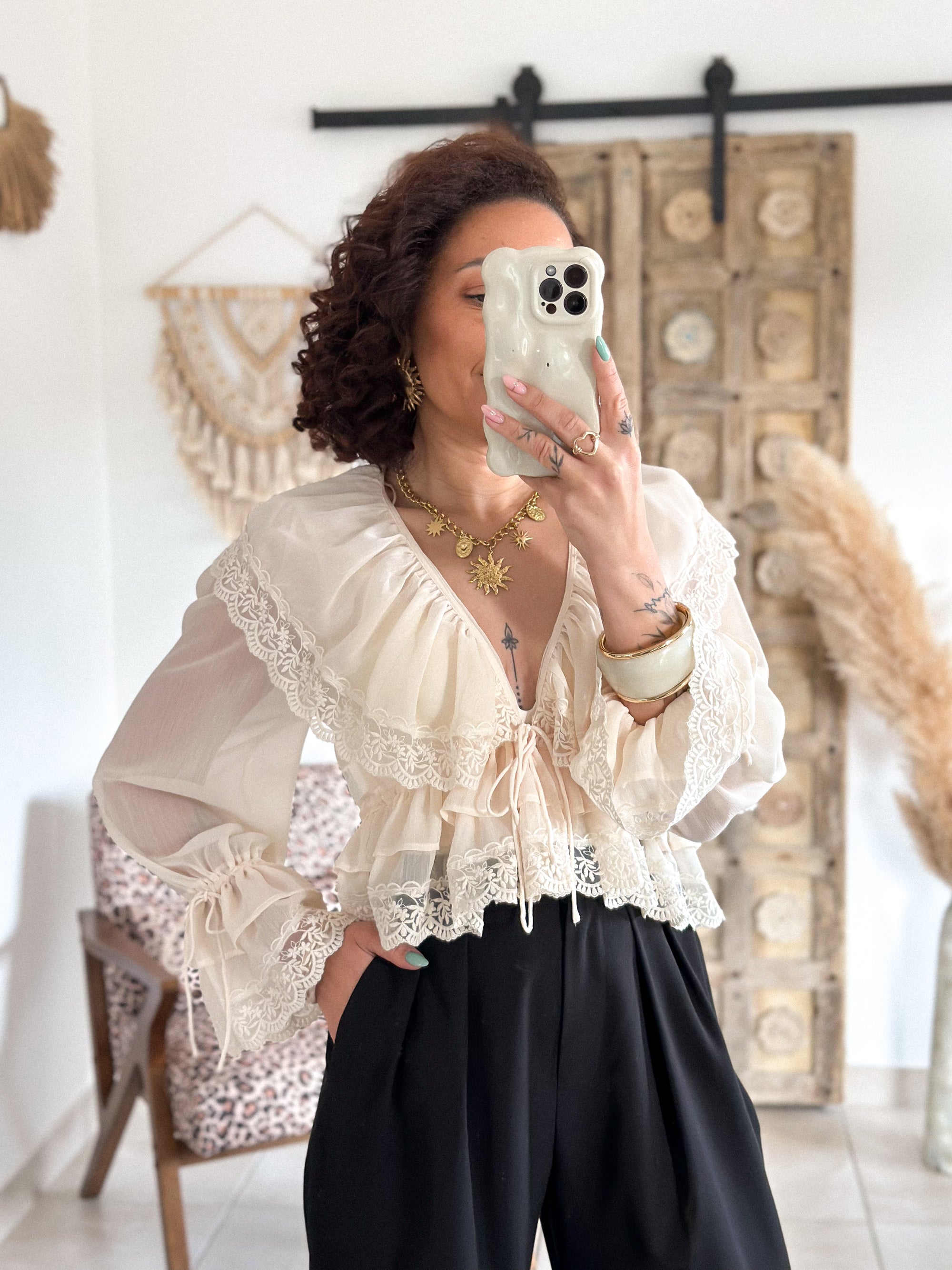 Blouse Francesca - Dentelle beige