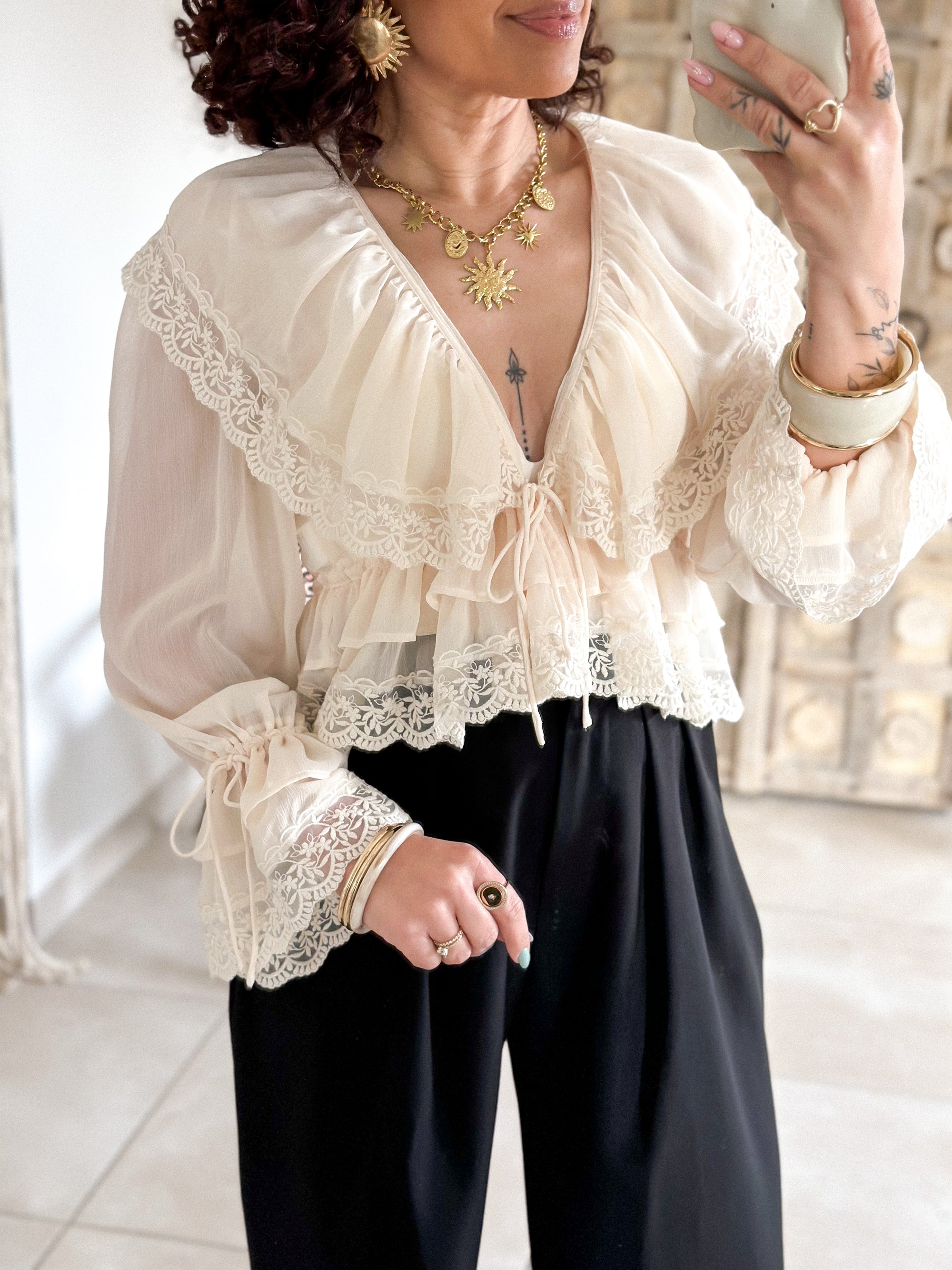 Blouse Francesca - Dentelle beige