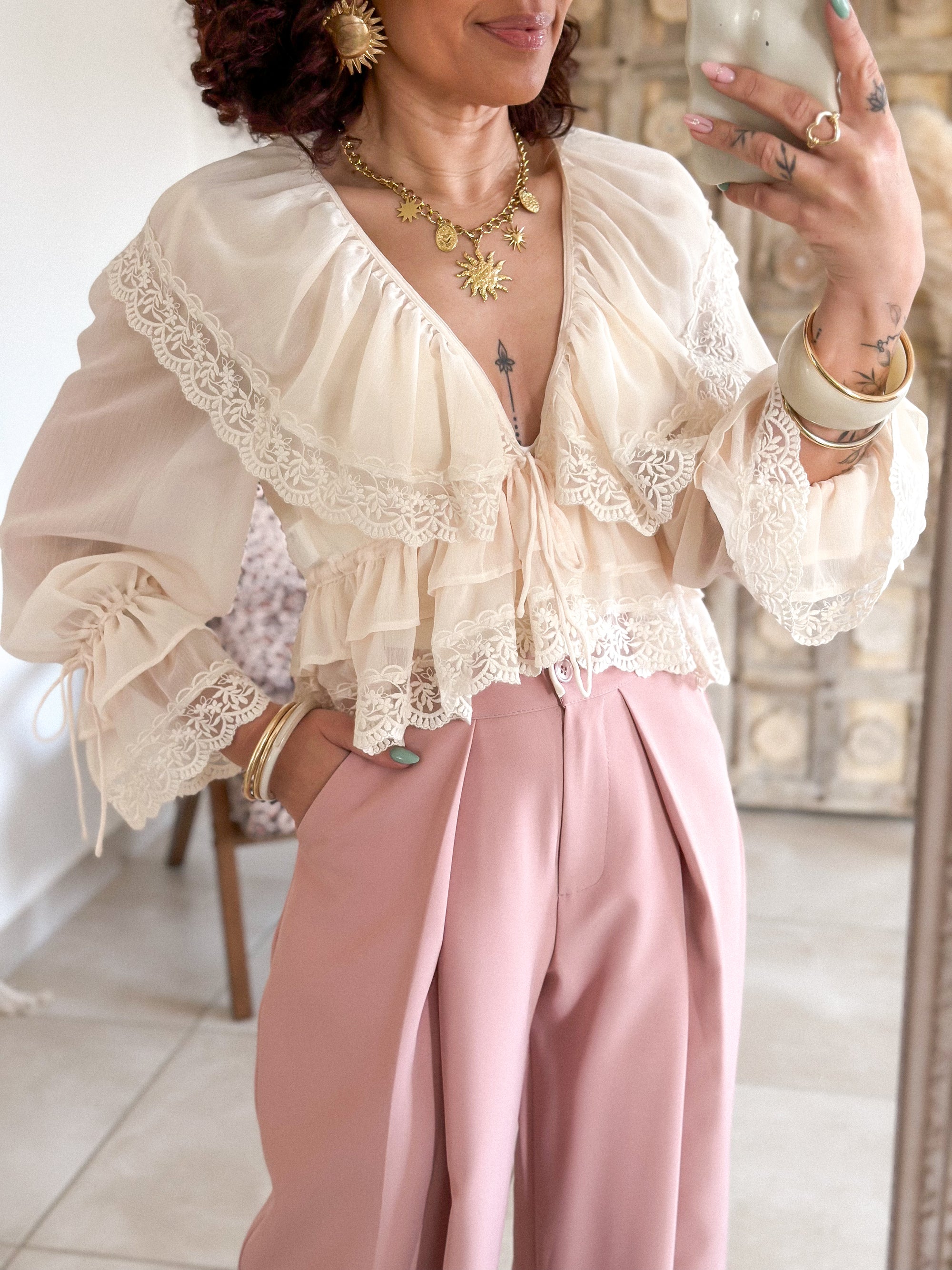 Blouse Francesca - Dentelle beige
