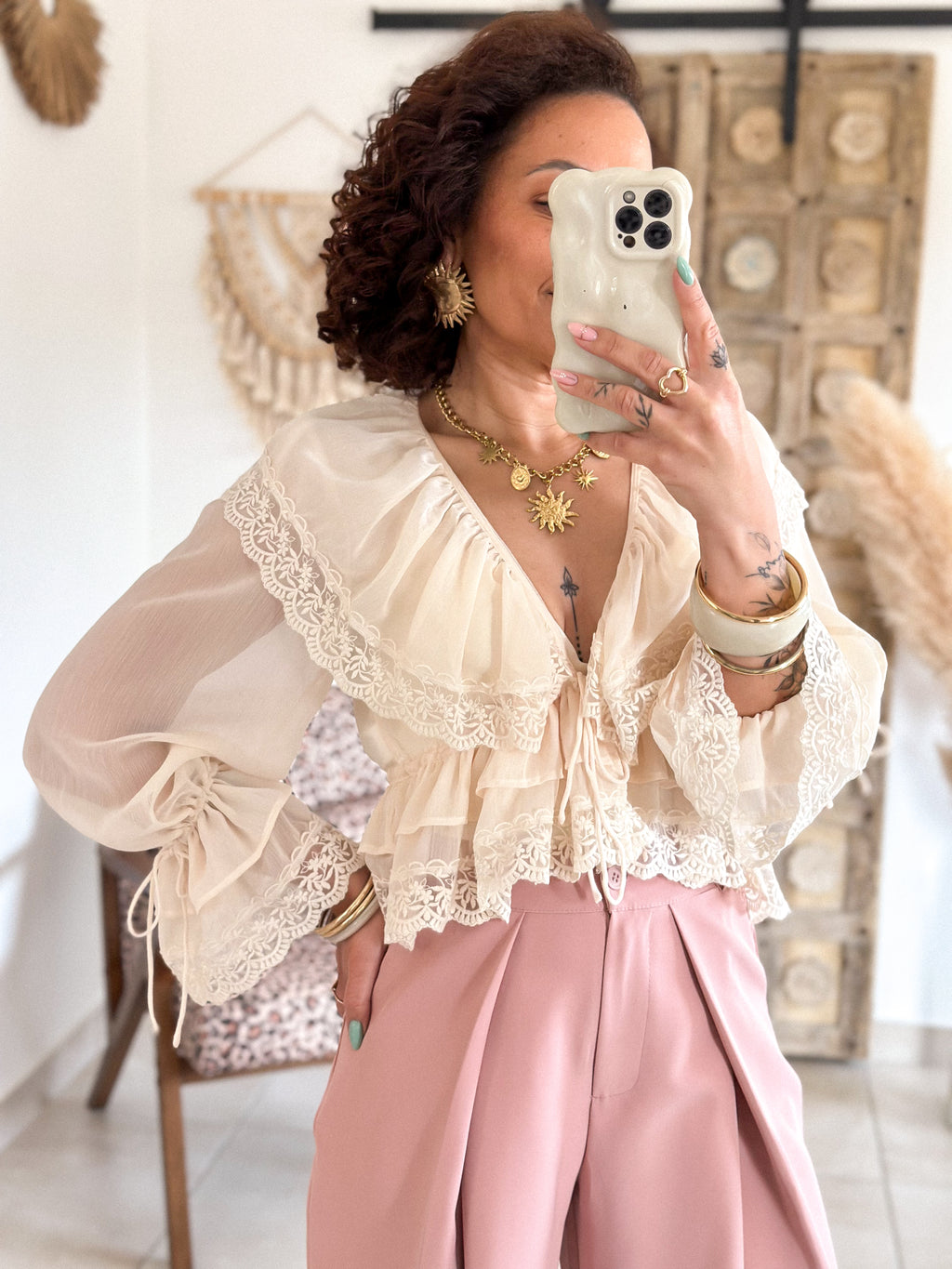 Blouse Francesca - Dentelle beige