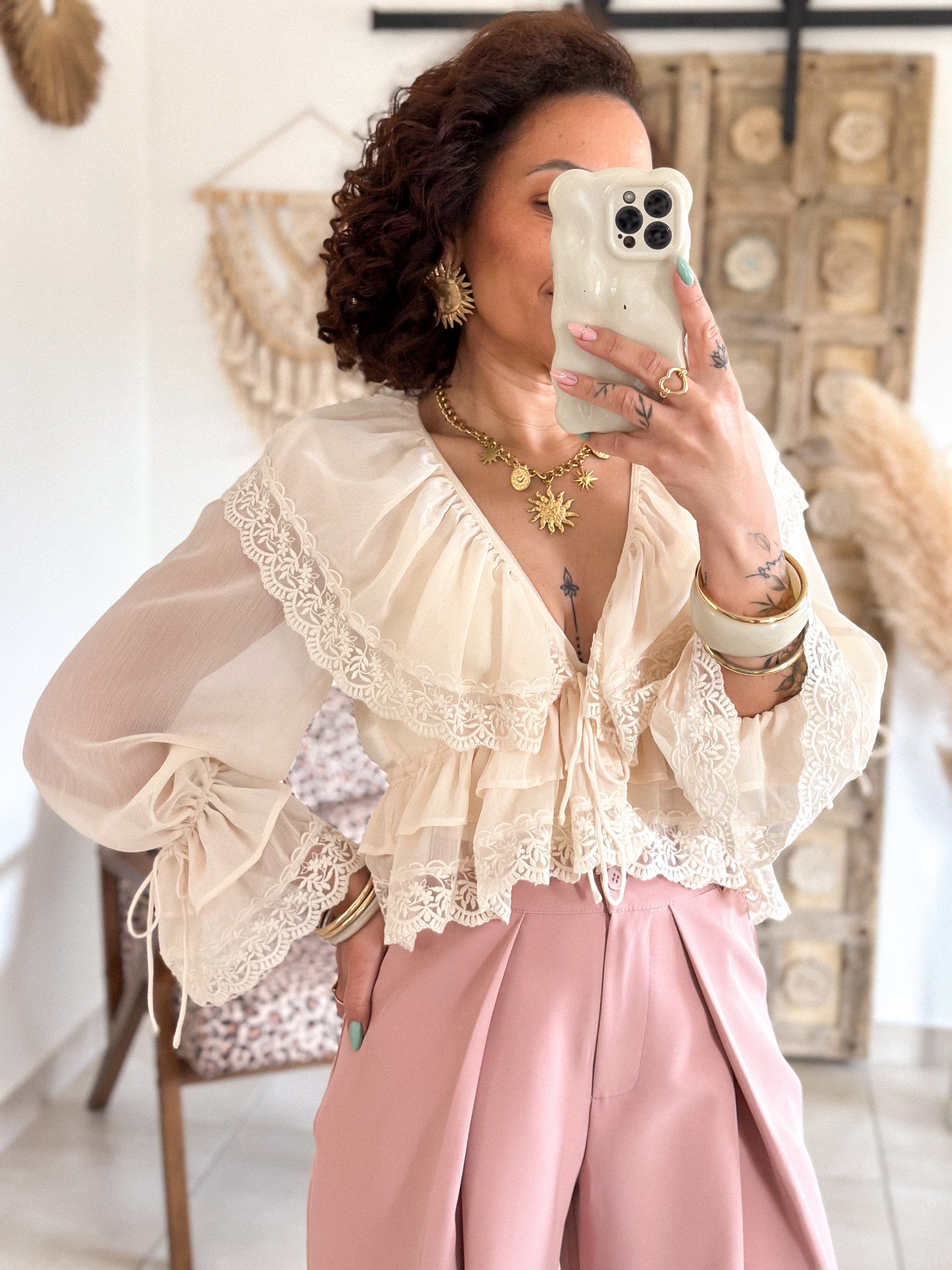 Blouse Francesca - Dentelle beige
