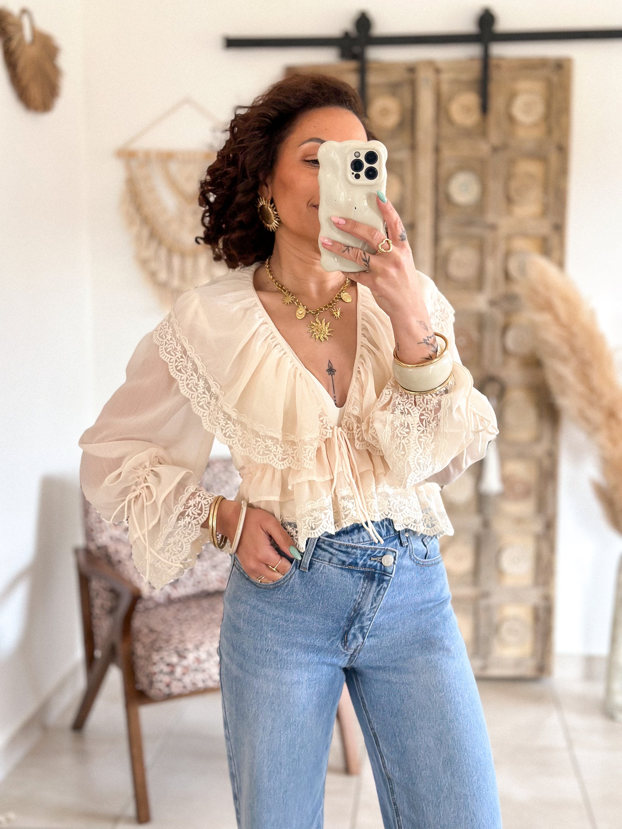 Blouse Francesca - Dentelle beige