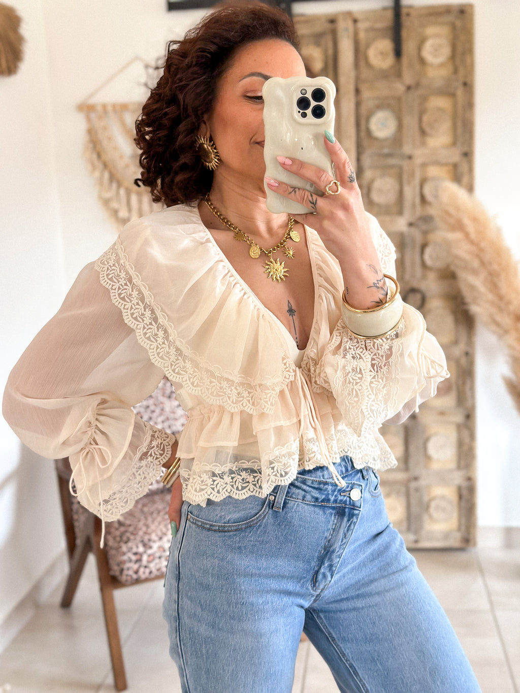 Blouse Francesca - Dentelle beige
