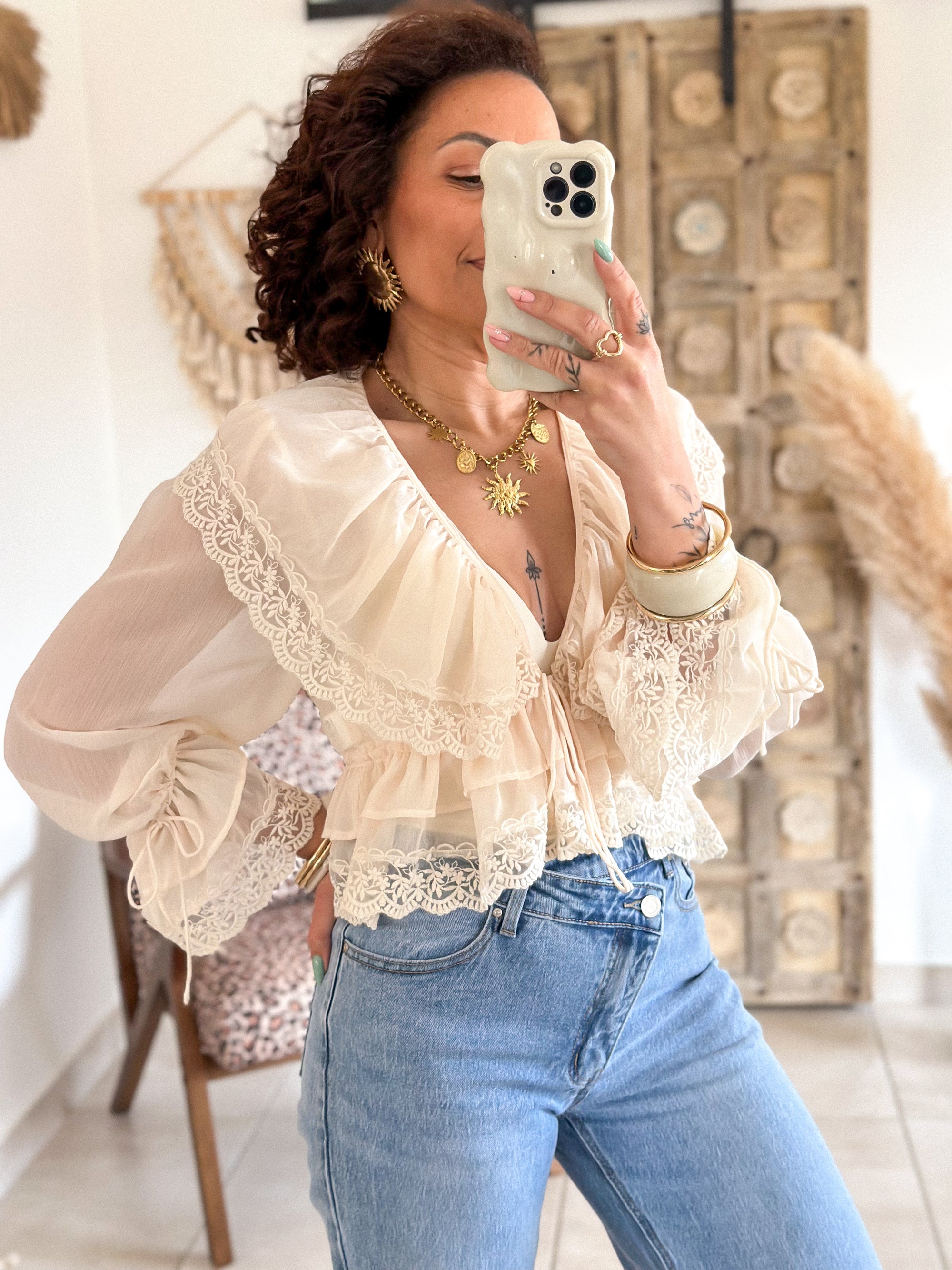 Blouse Francesca - Dentelle beige
