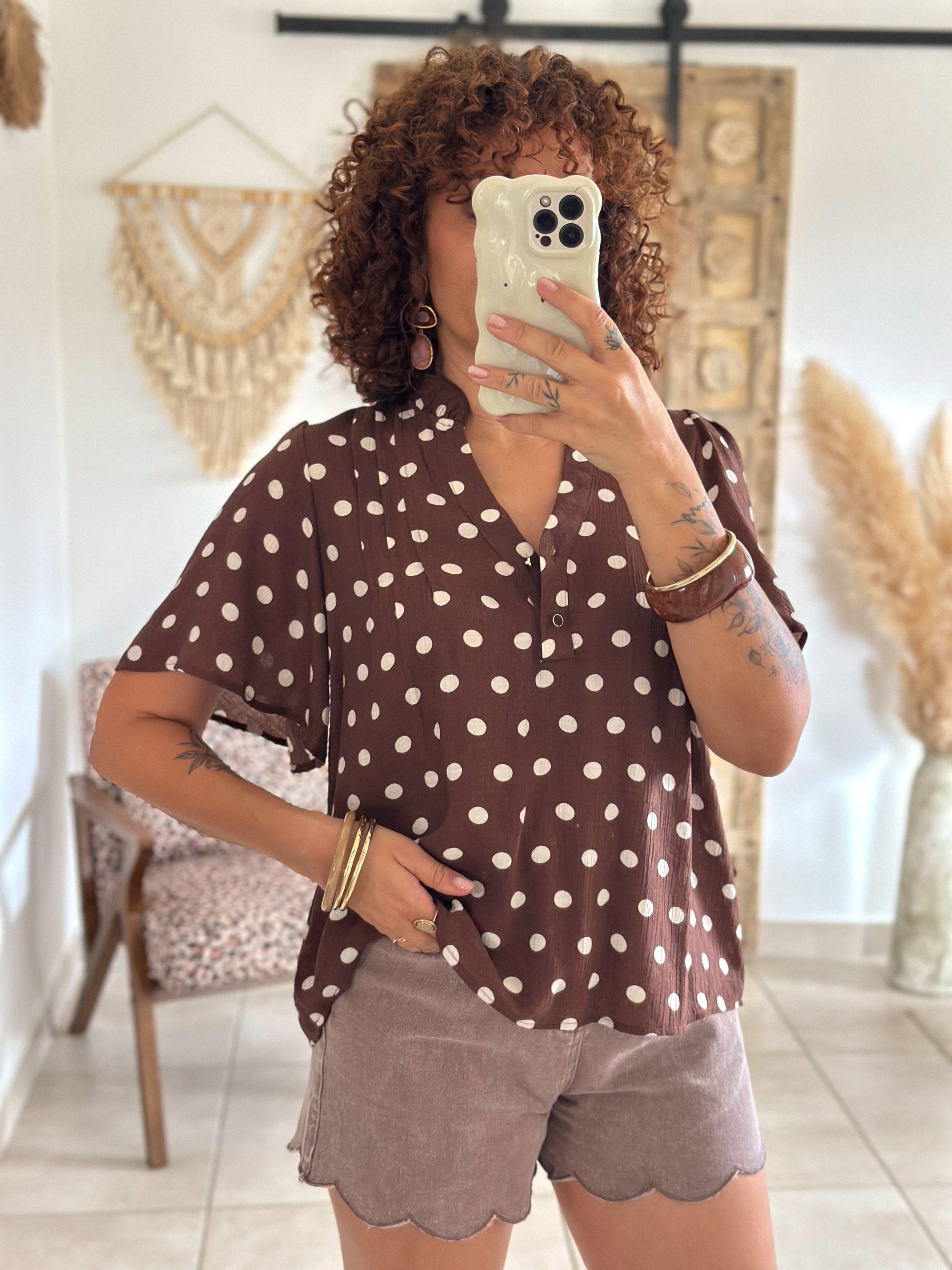 Blouse Zelie - Pois chocolat