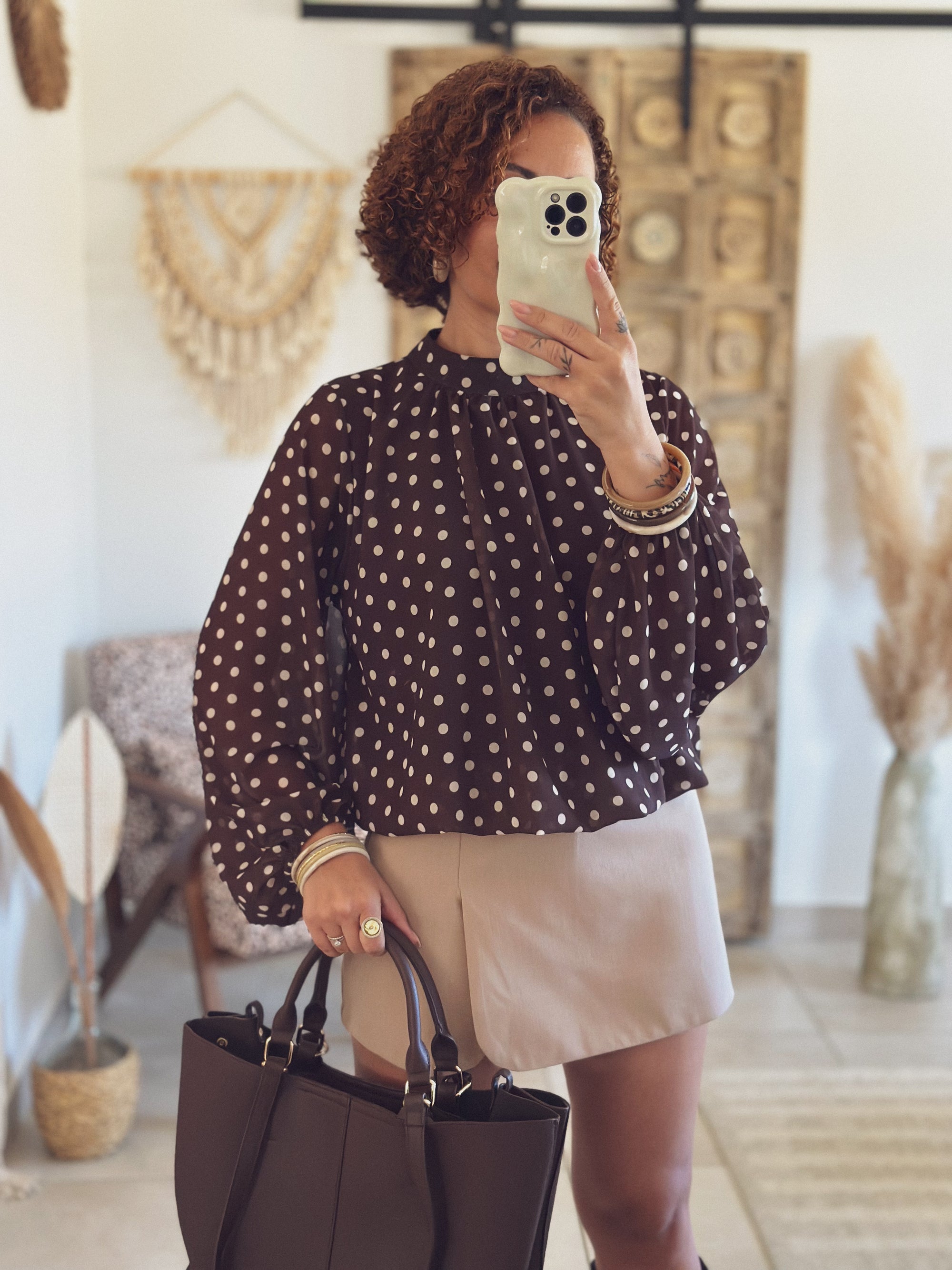 Blouse Romane – Pois chocolat