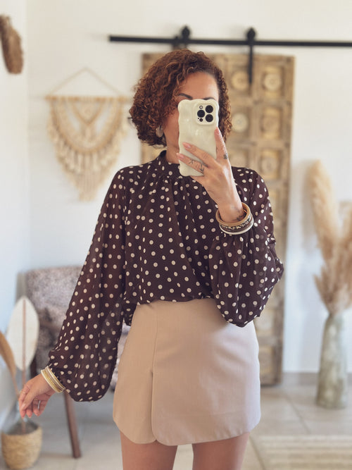 Blouse Romane – Pois chocolat