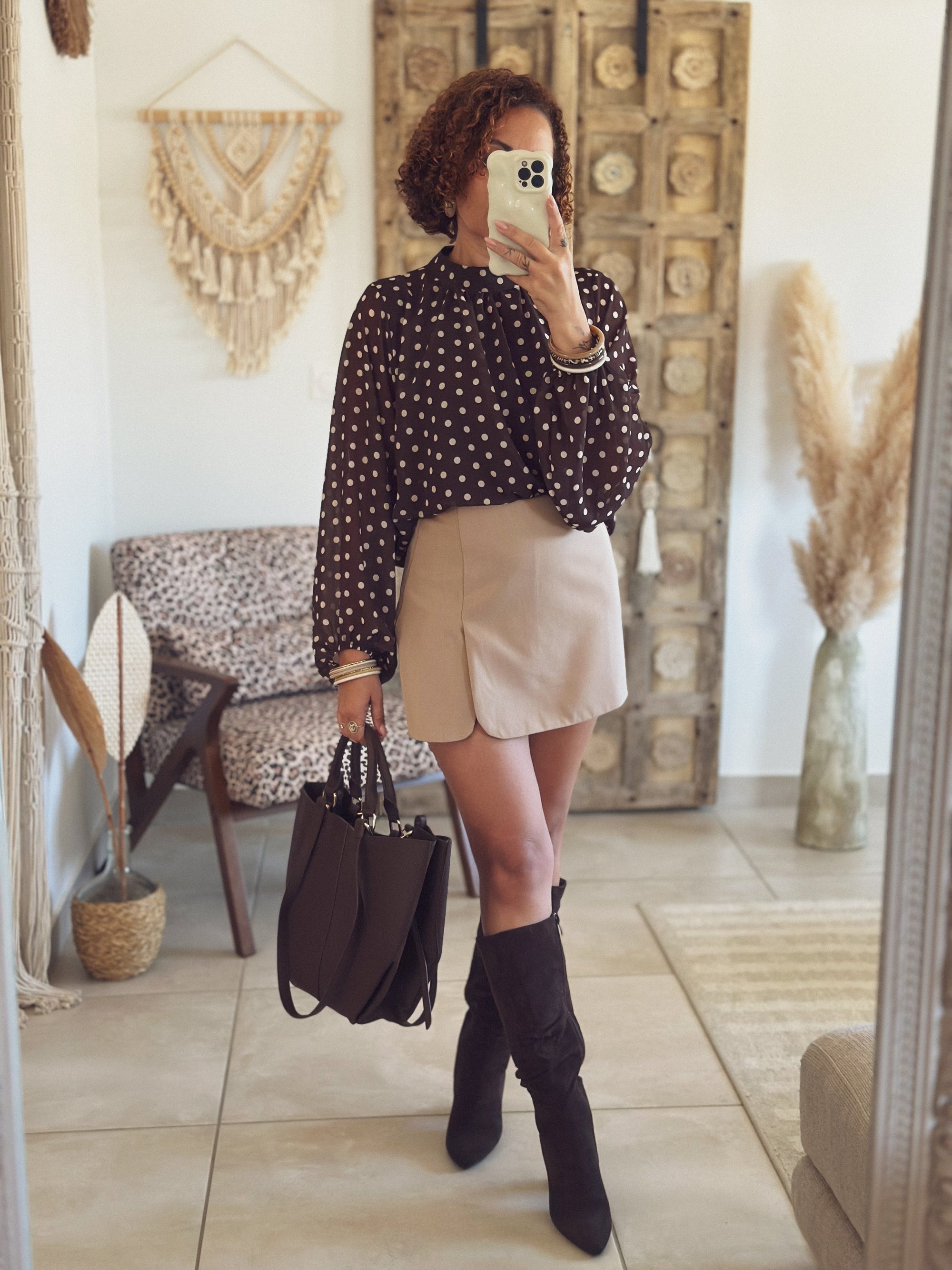 Blouse Romane – Pois chocolat
