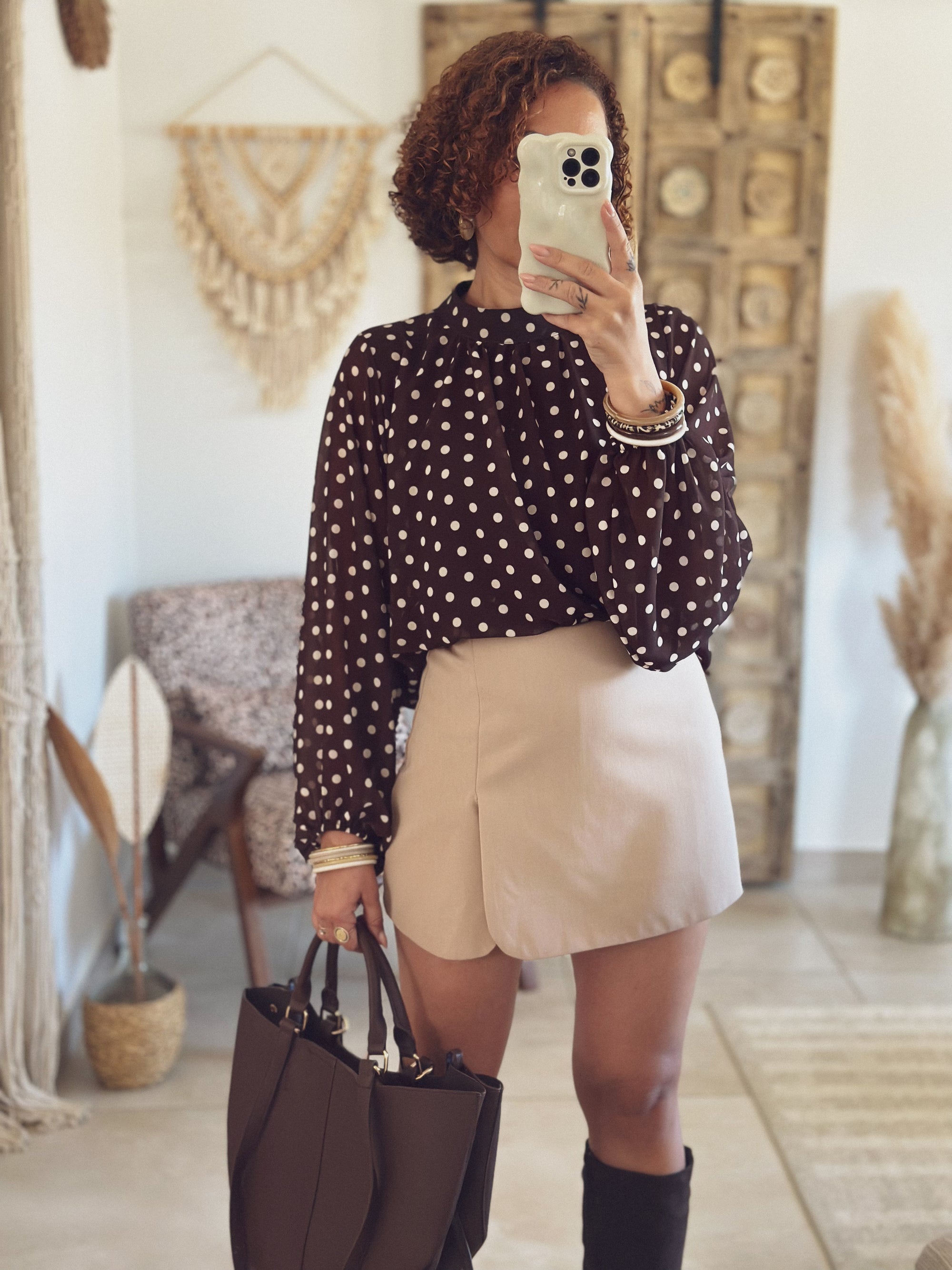 Blouse Romane – Pois chocolat