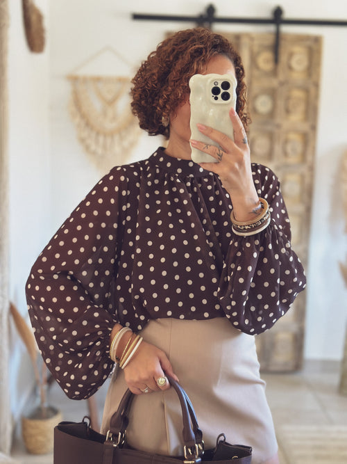 Blouse Romane – Pois chocolat