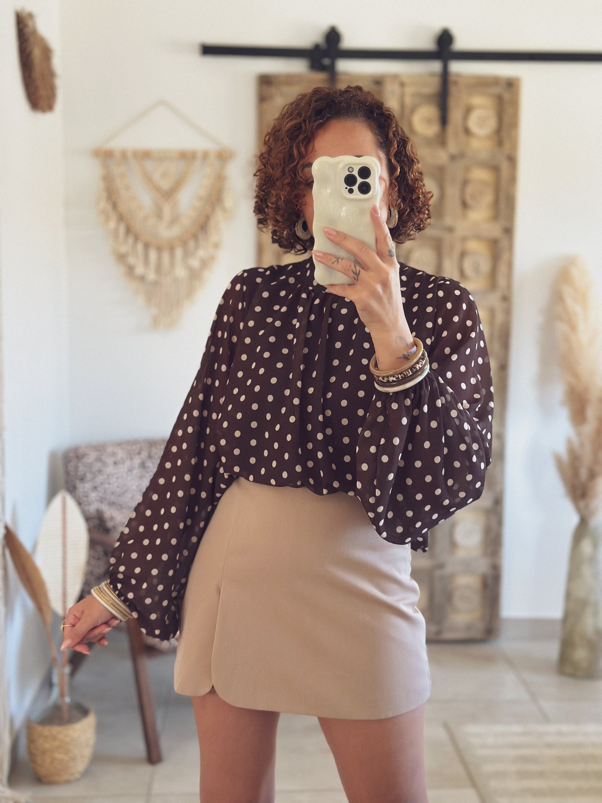 Blouse Romane – Pois chocolat