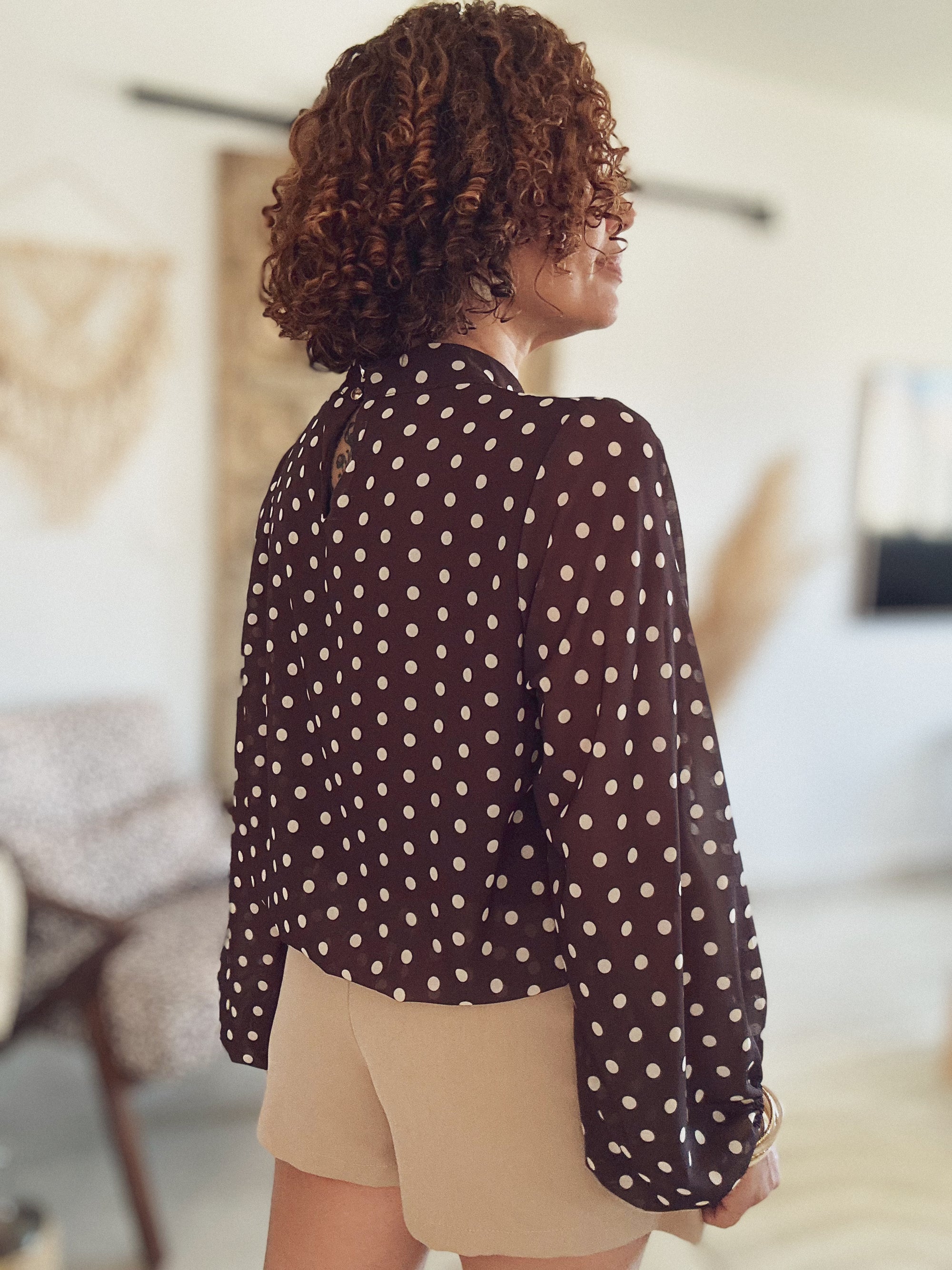 Blouse Romane – Pois chocolat