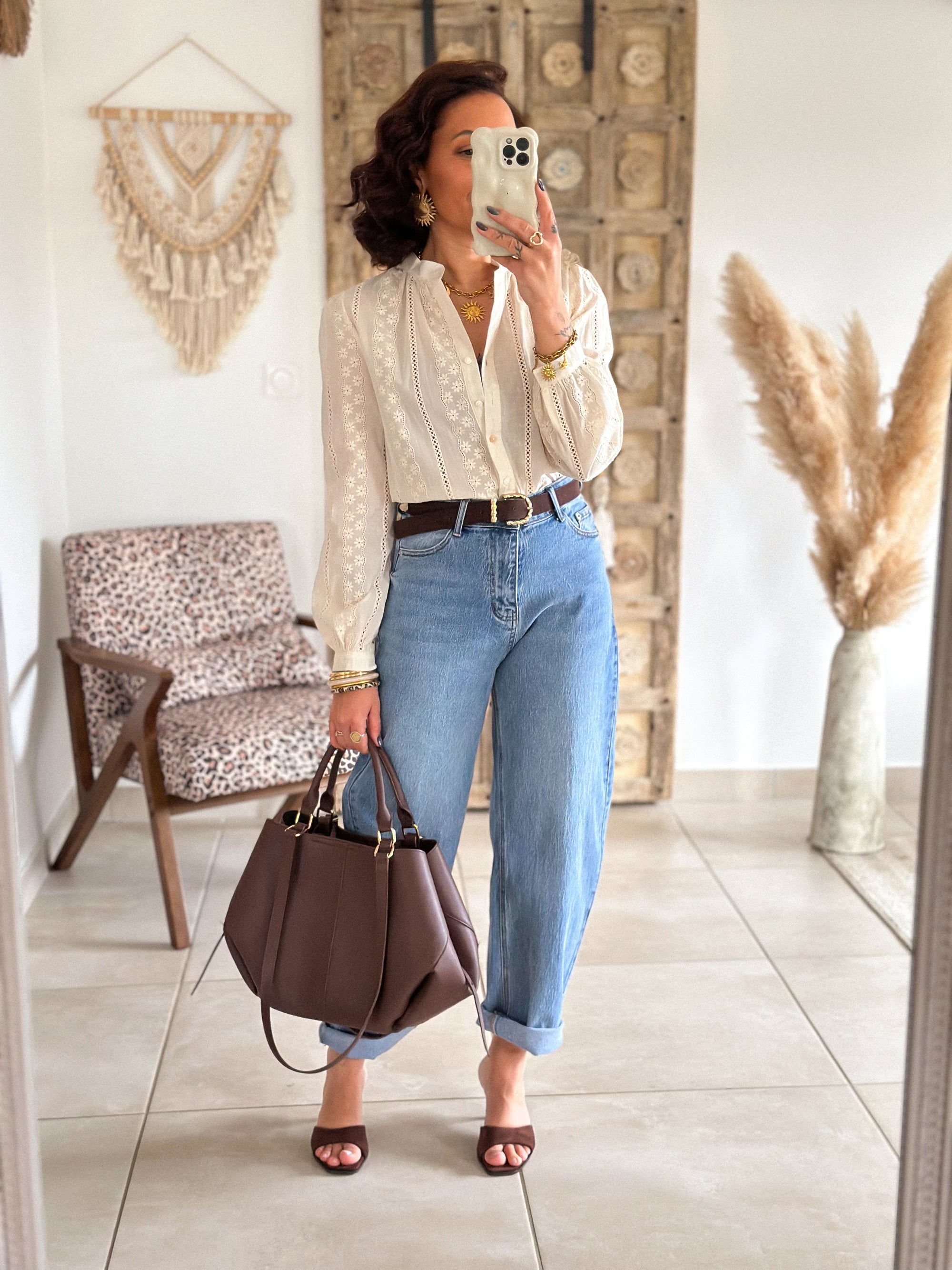 Blouse Surya - Brodée beige