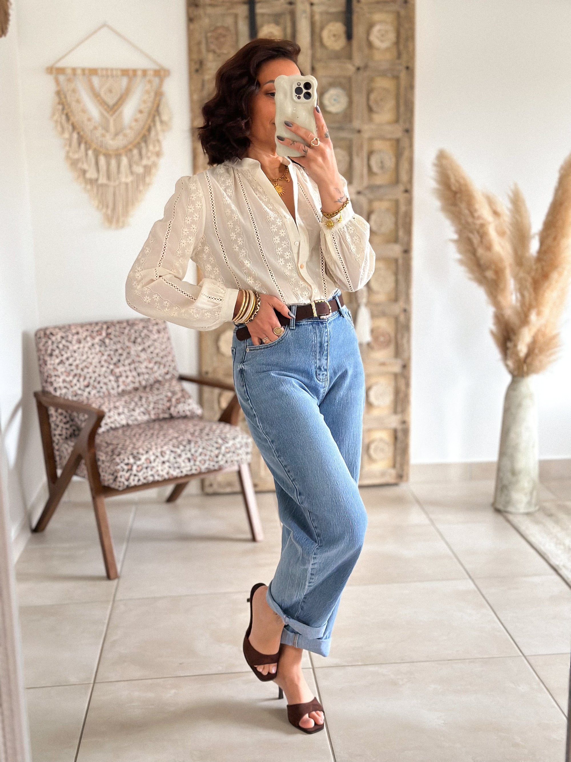 Blouse Surya - Brodée beige