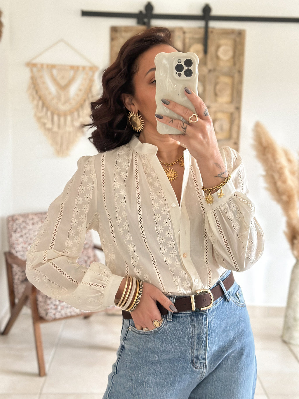 Blouse Surya - Brodée beige