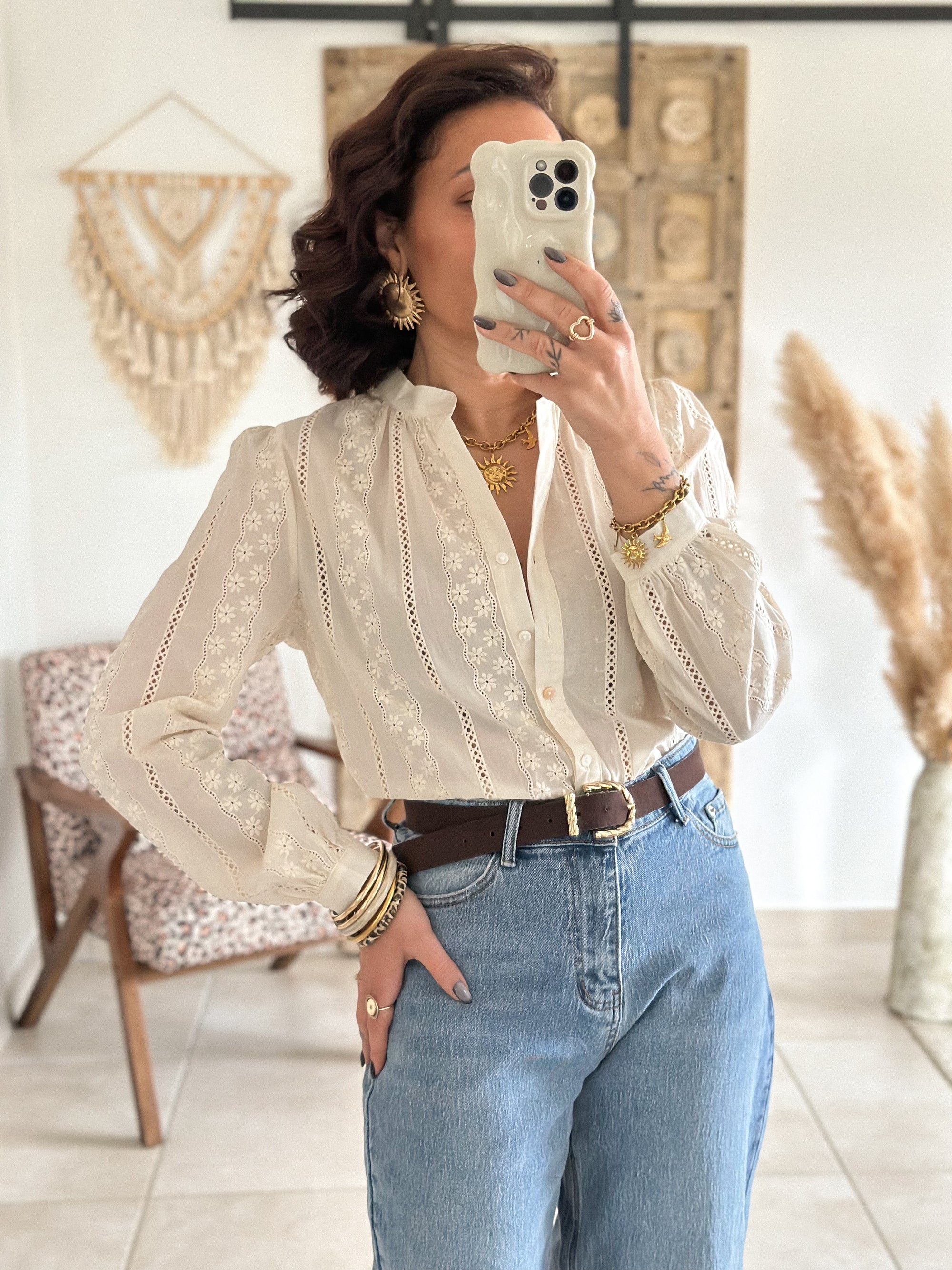 Blouse Surya - Brodée beige