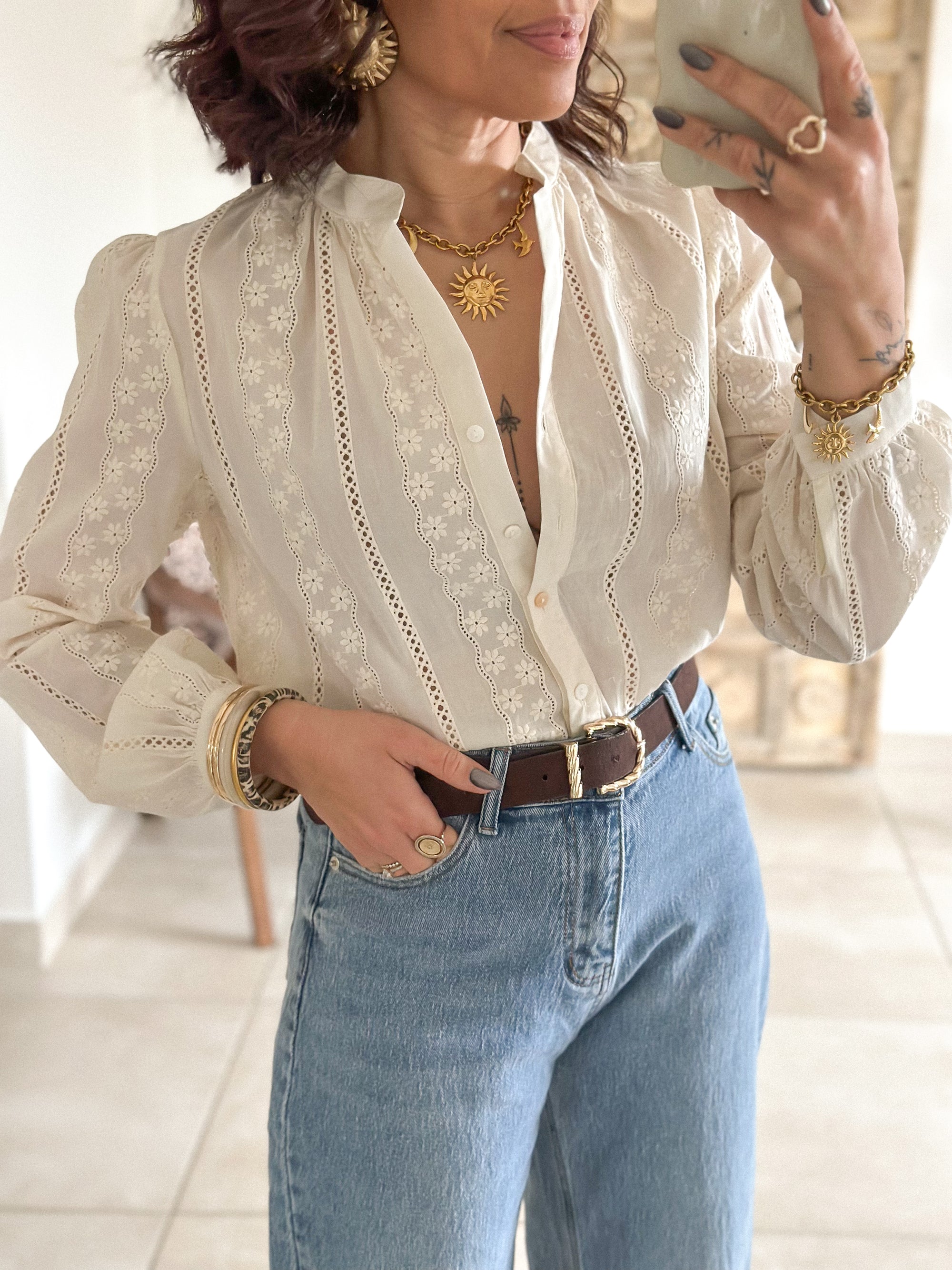 Blouse Surya - Brodée beige