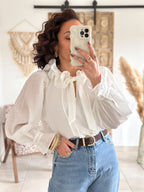 Blouse Léna - Col volanté blanc