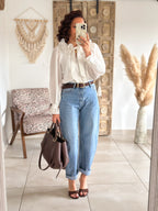 Blouse Léna - Col volanté blanc