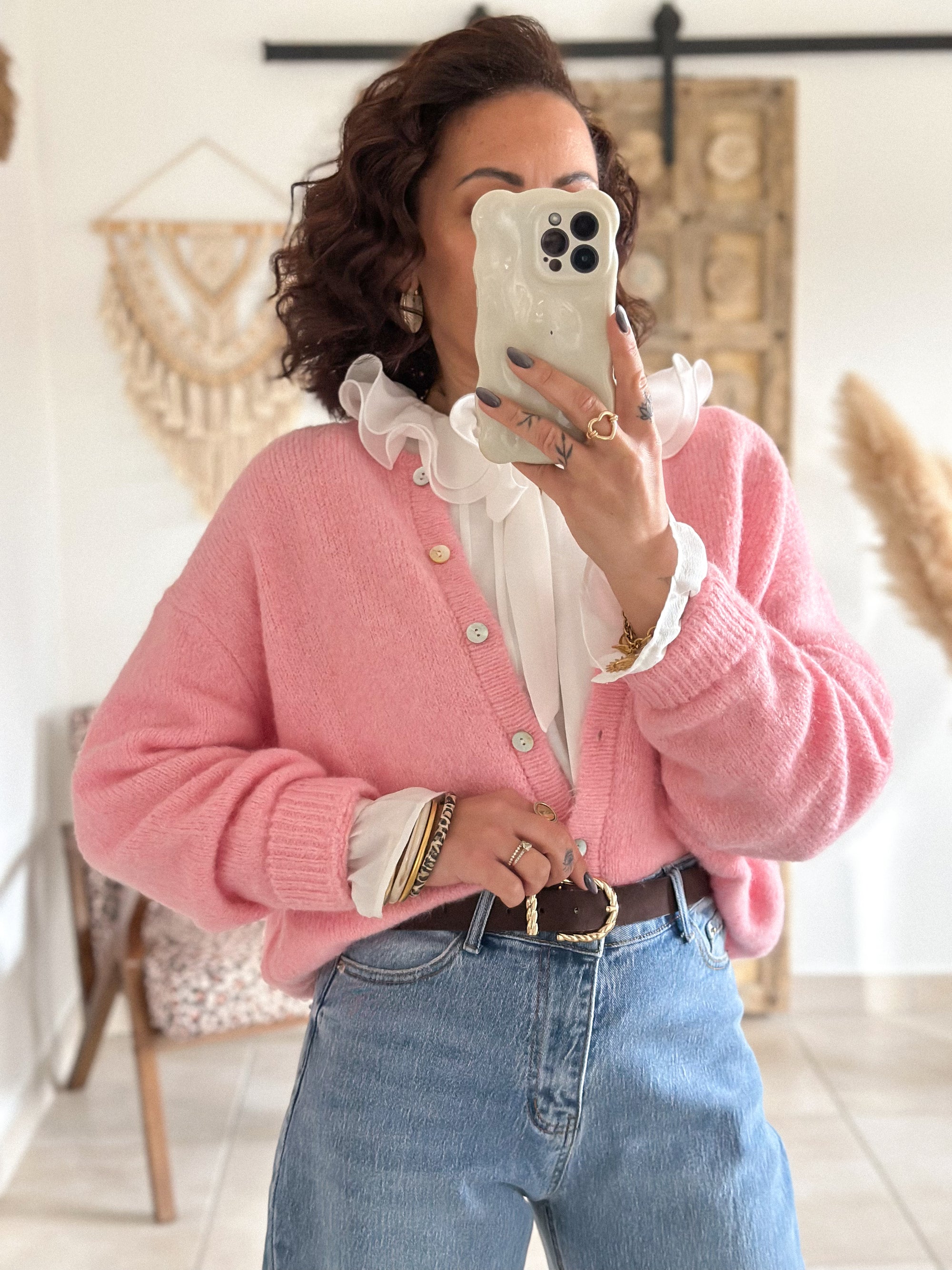 Blouse Léna - Col volanté blanc