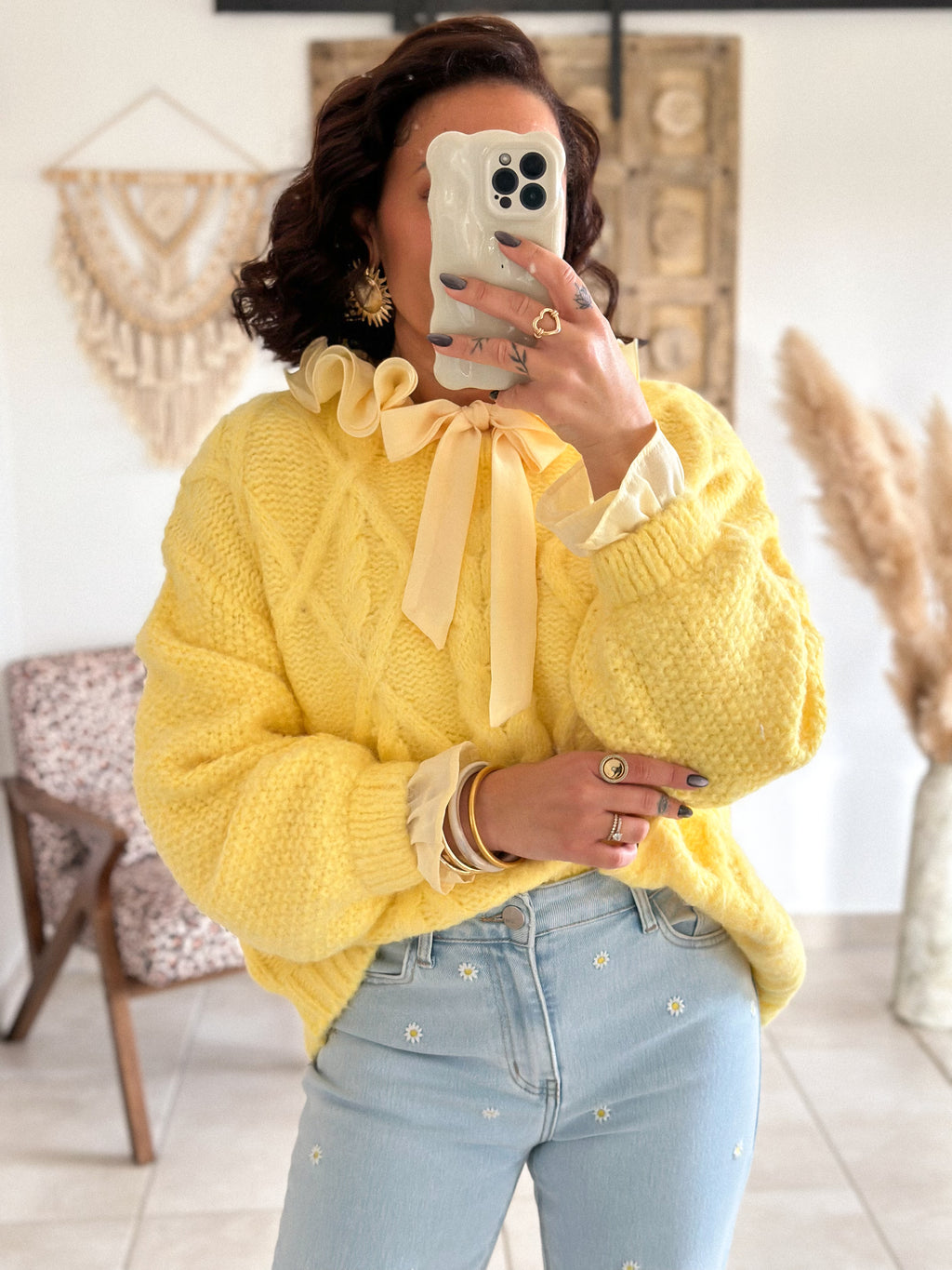 Blouse Léna - Col volanté jaune