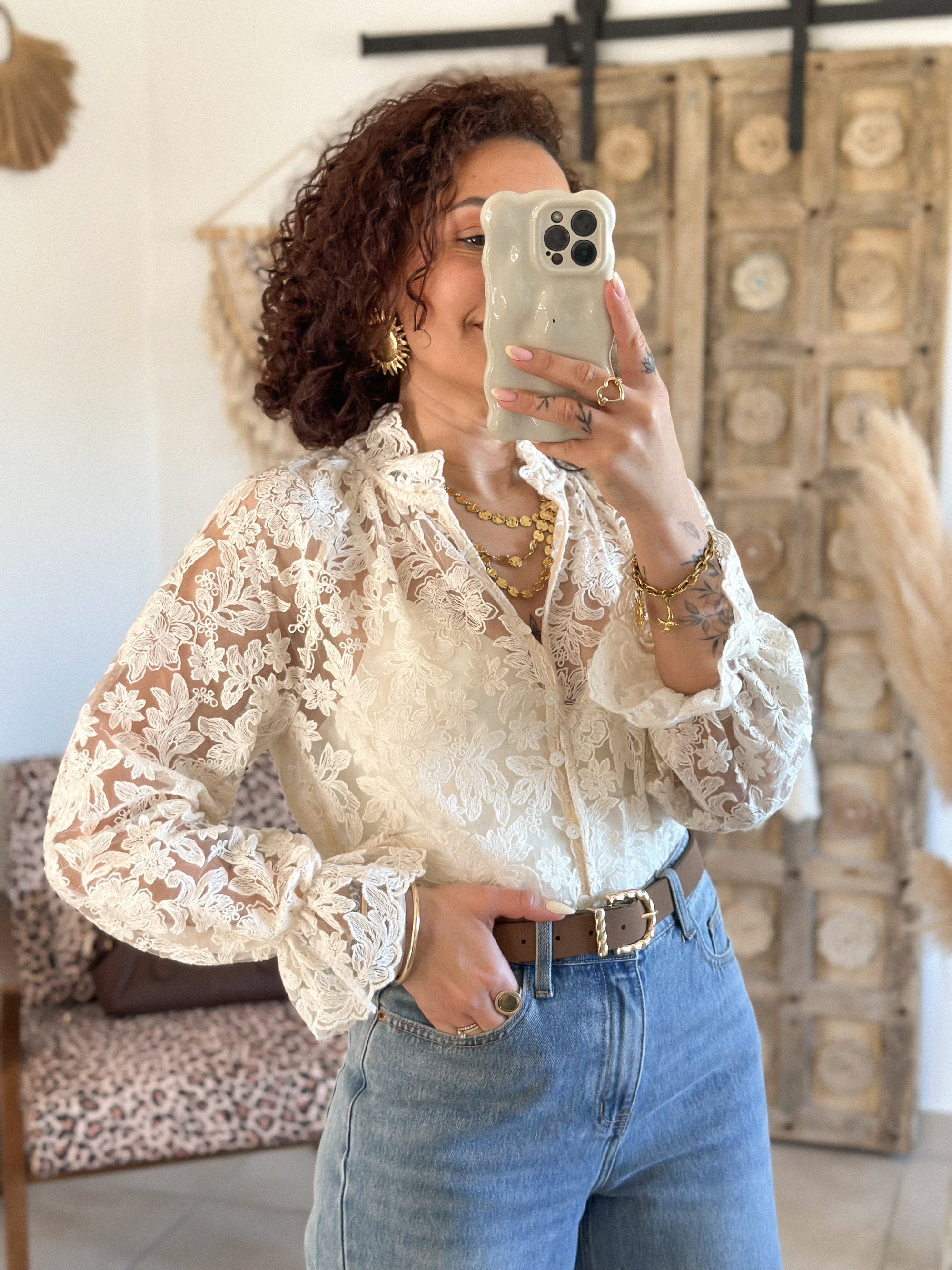 Blouse Ornella - Dentelle beige