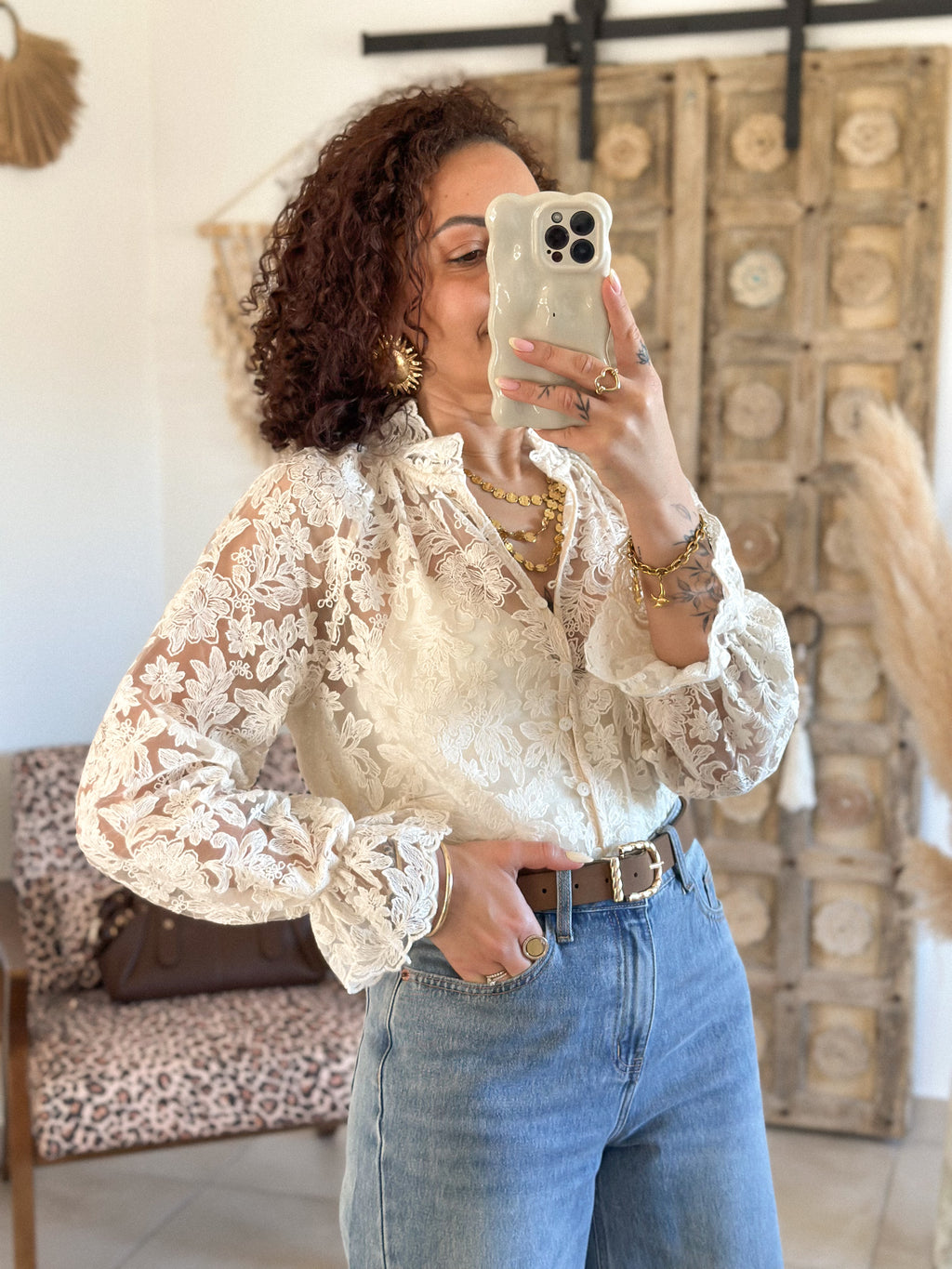 Blouse Ornella - Dentelle beige