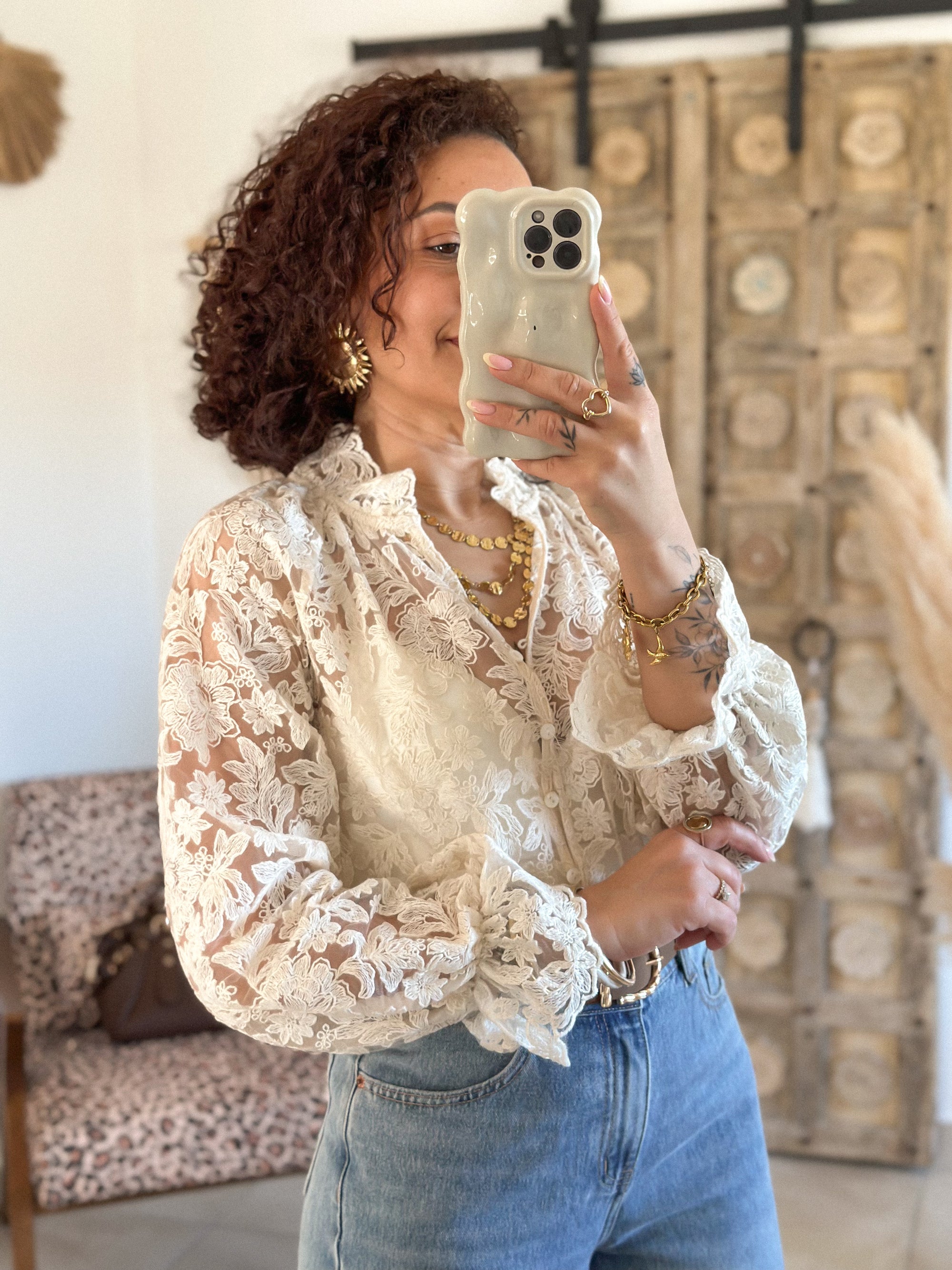 Blouse Ornella - Dentelle beige