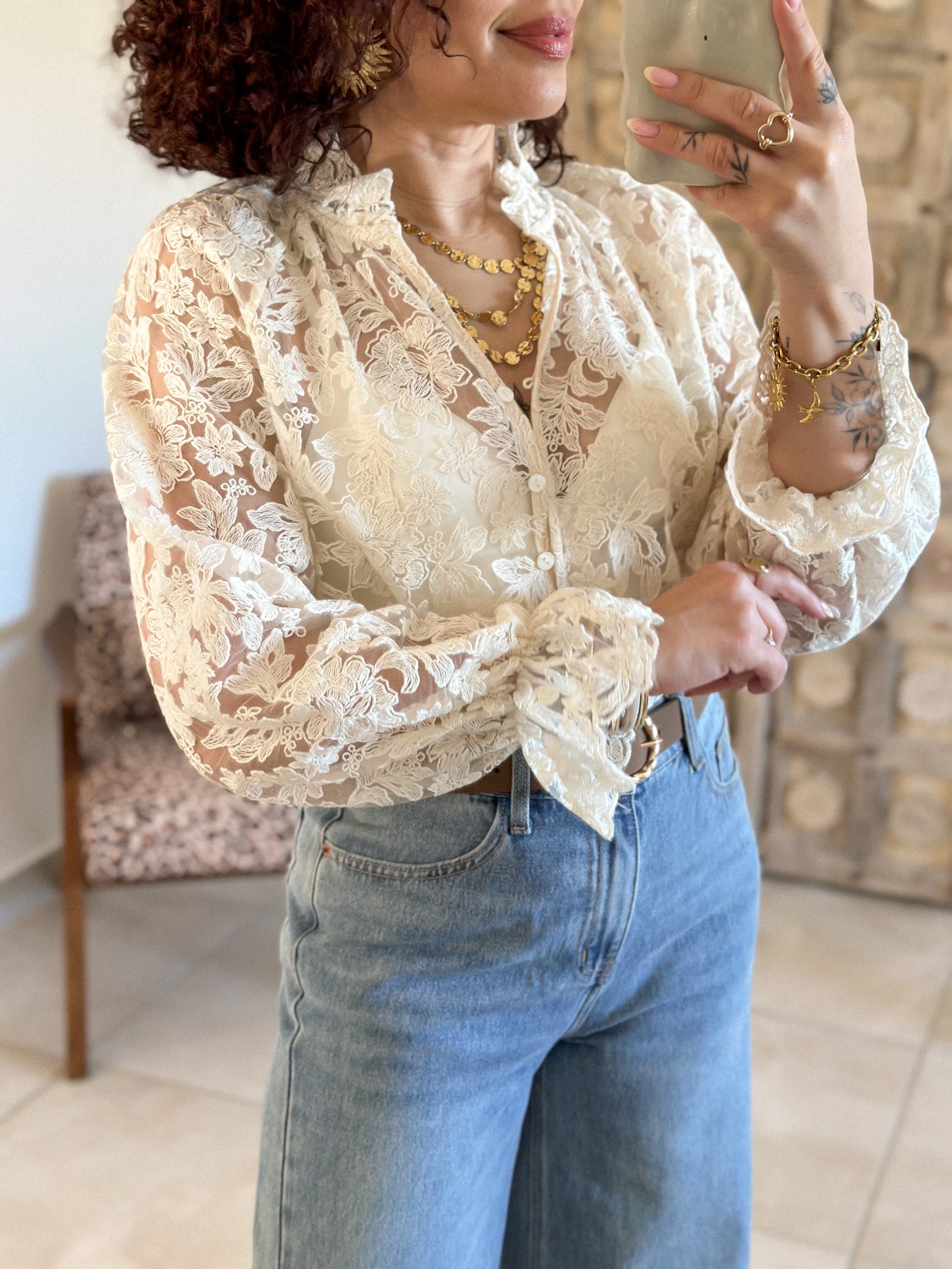 Blouse Ornella - Dentelle beige