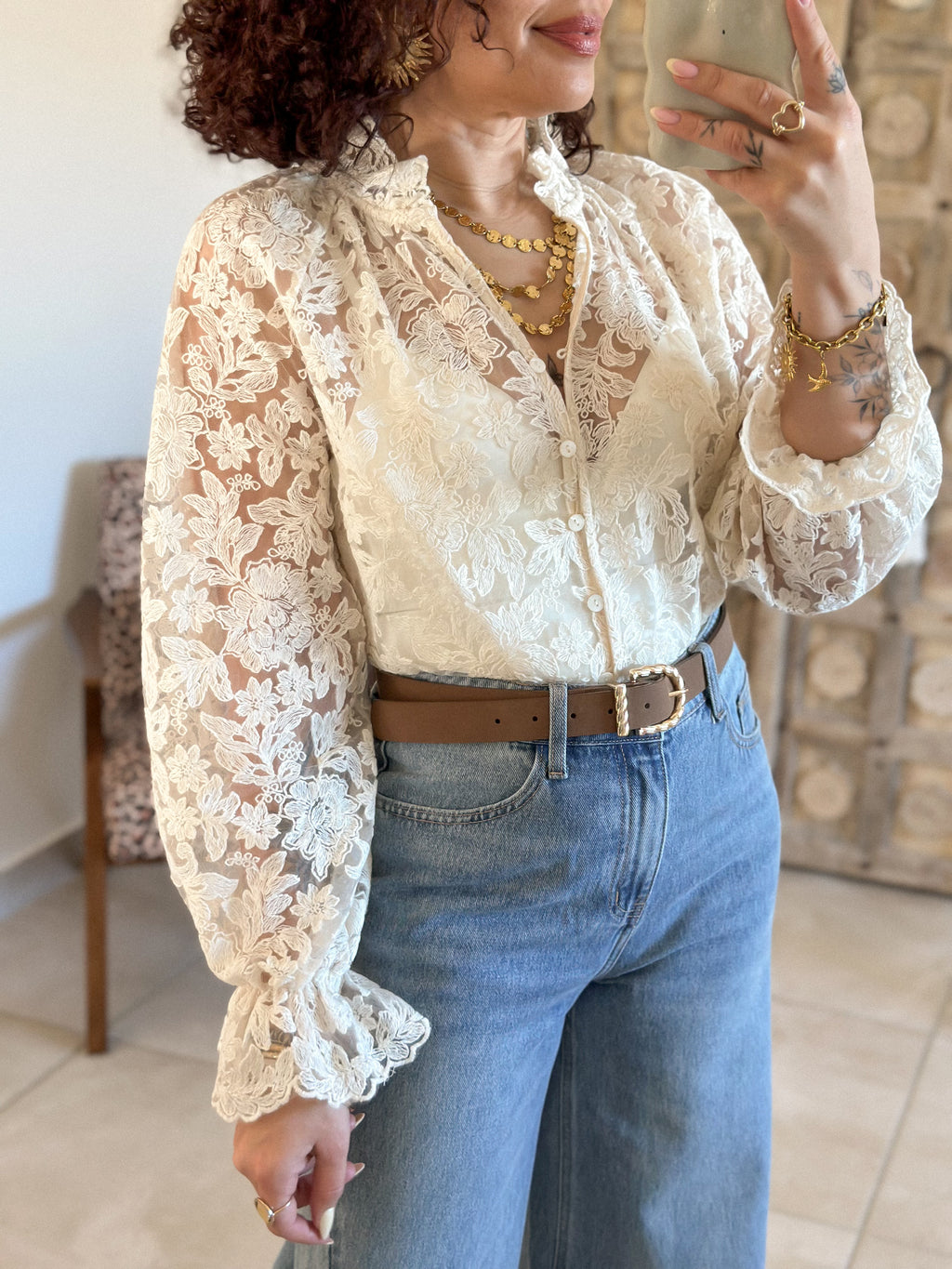 Blouse Ornella - Dentelle beige