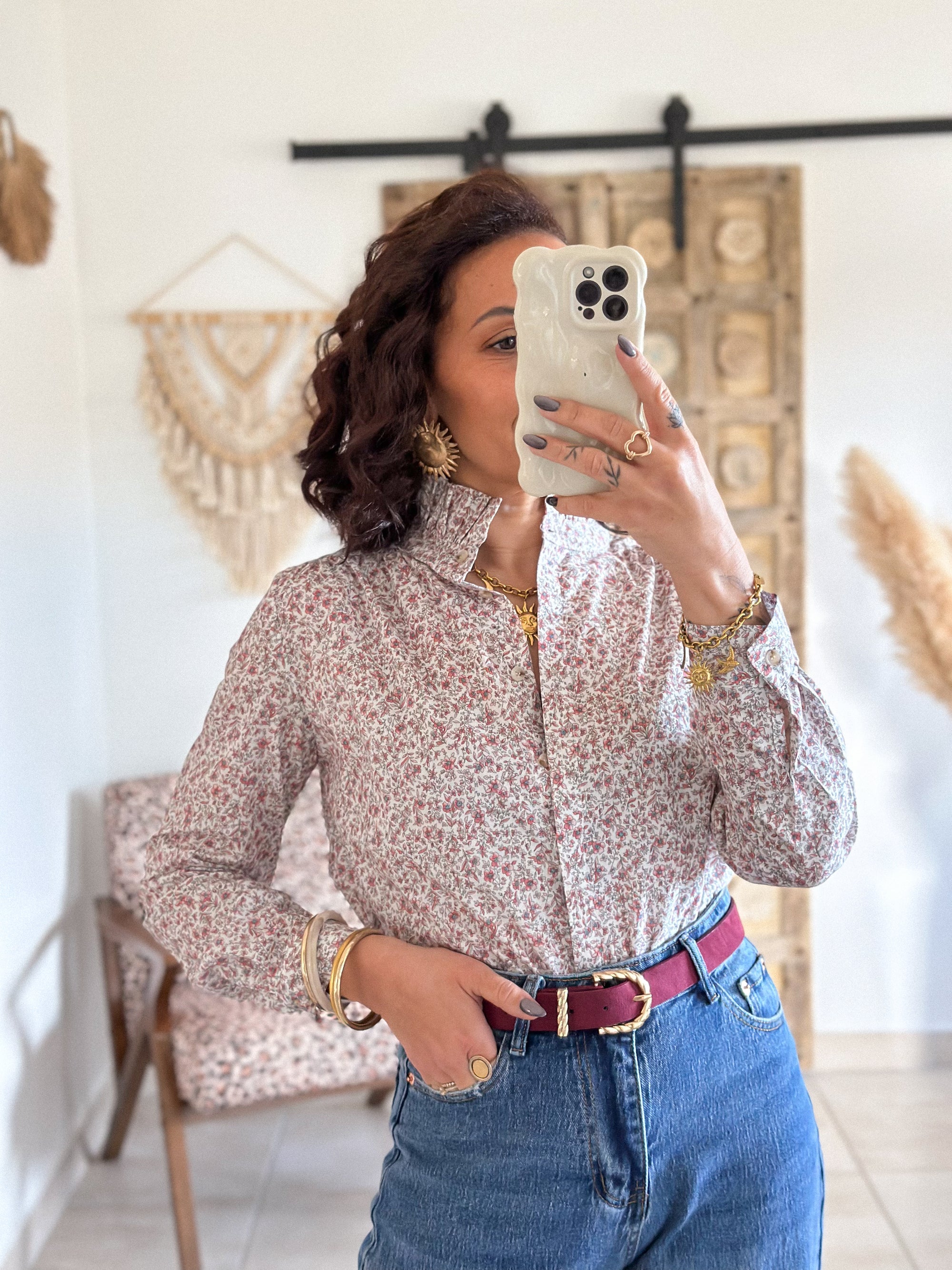 Blouse Libertie - Fleurie col victorien